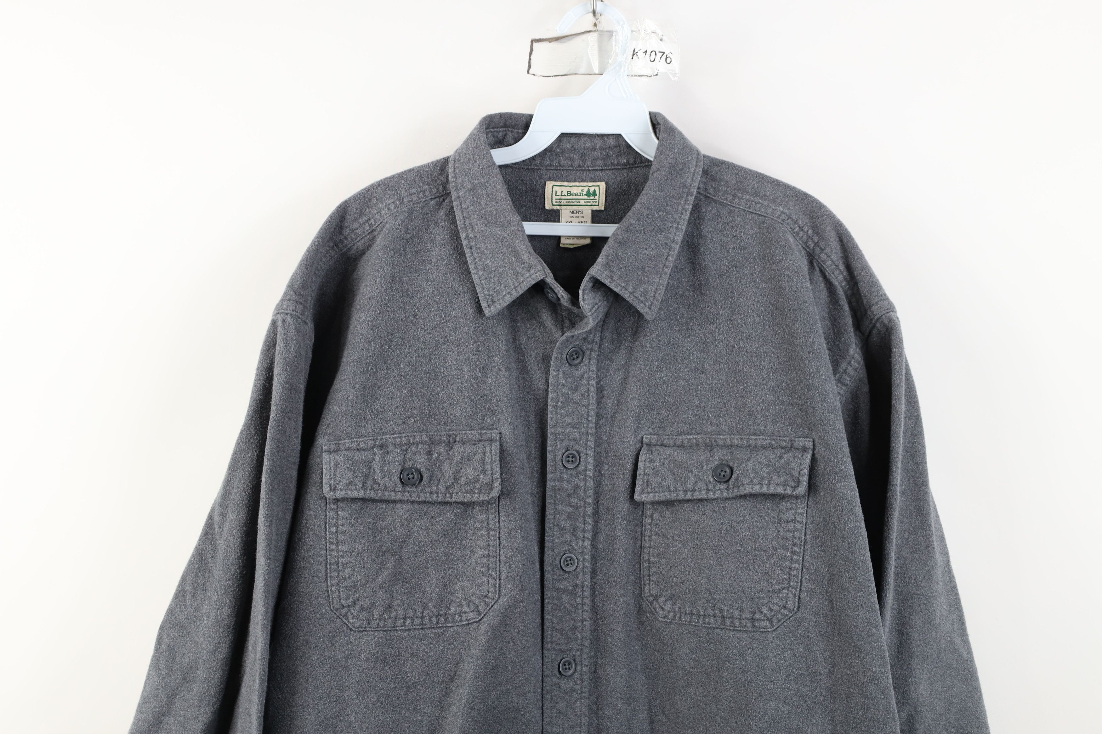 L.L. Bean Vintage 90s LL Bean Heavy Chamois Cloth Button Shirt Gray Size US XXL / EU 58 / 5 - 2 Thumbnail