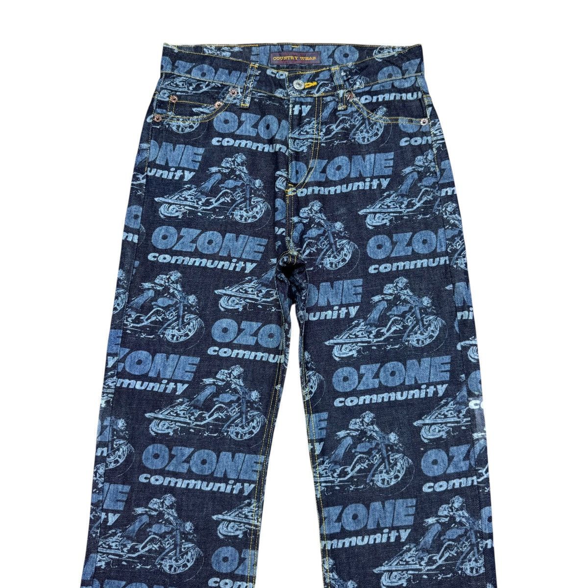 Hysteric Glamour OZONE COMMUNITY Motorcycle Print Denim Flare Jeans Size US 28 / EU 44 - 3 Thumbnail