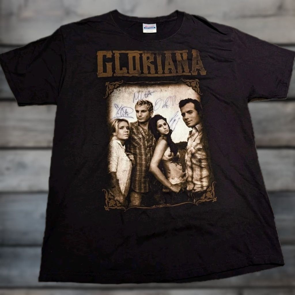 Hanes VINTAGE Gloriana Concert Tour T-Shirt Men's L Autographed Hanes Black Short Sleeve 2010 Band Signatures (Very Good) Size US L / EU 52-54 / 3 - 1 Thumbnail