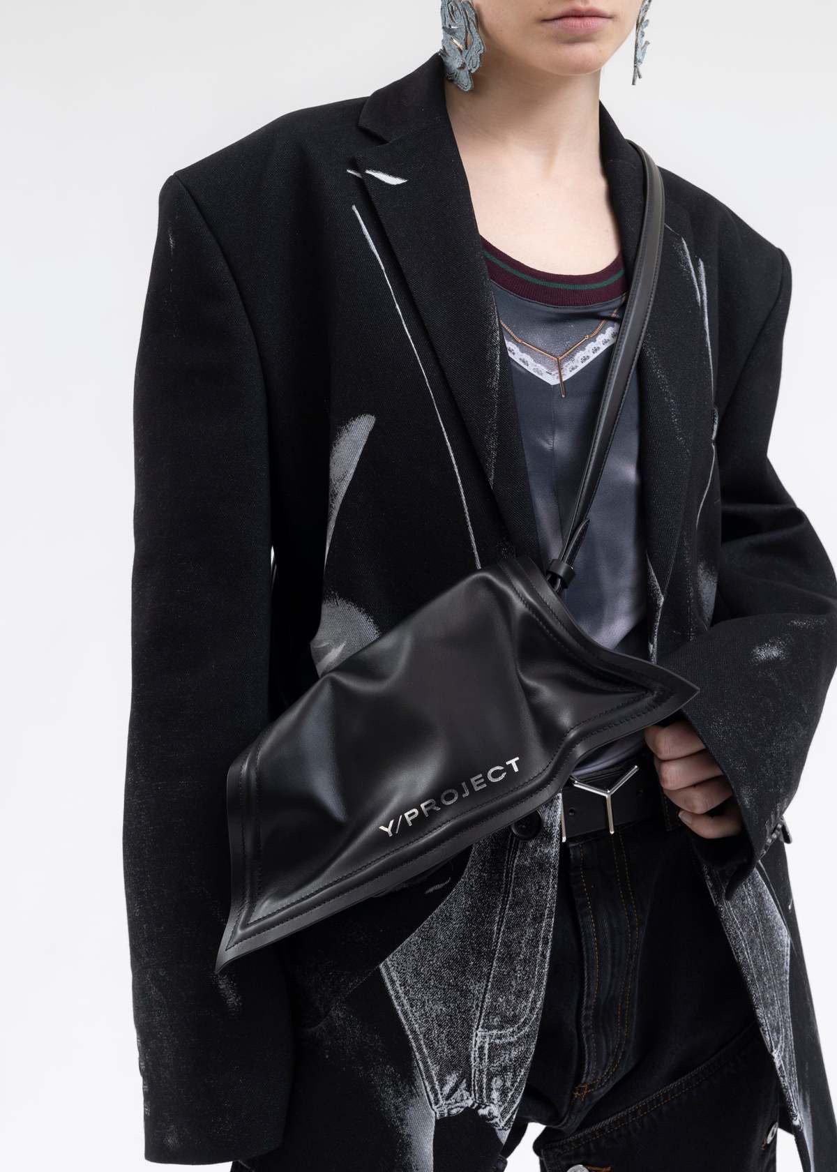 image of Yproject Runway Mini Wire Bag in Black, Women's
