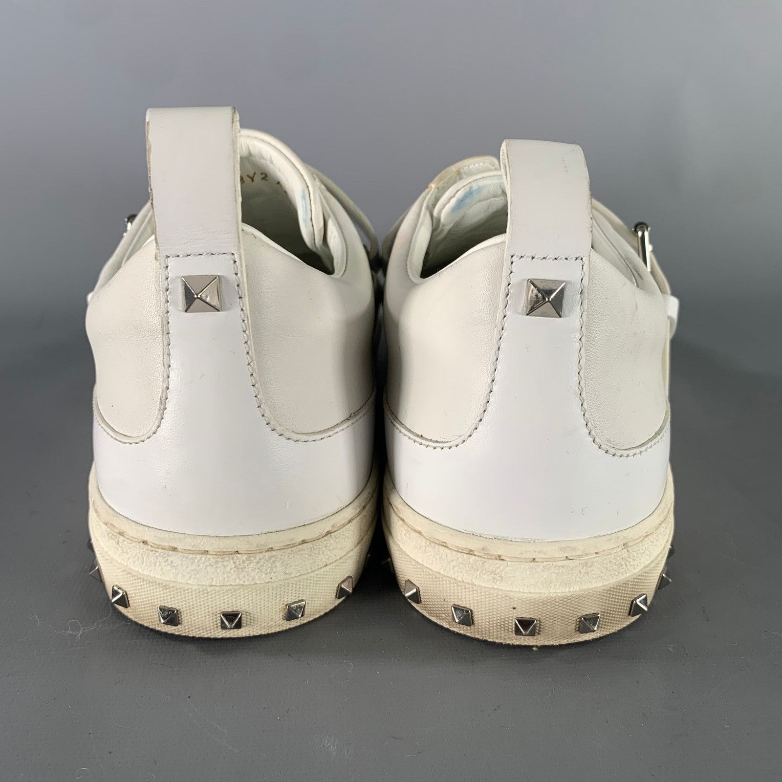 Valentino VALENTINO Size 9 White Studded Leather Strap Sneakers Size US 9 / EU 42 - 3 Thumbnail