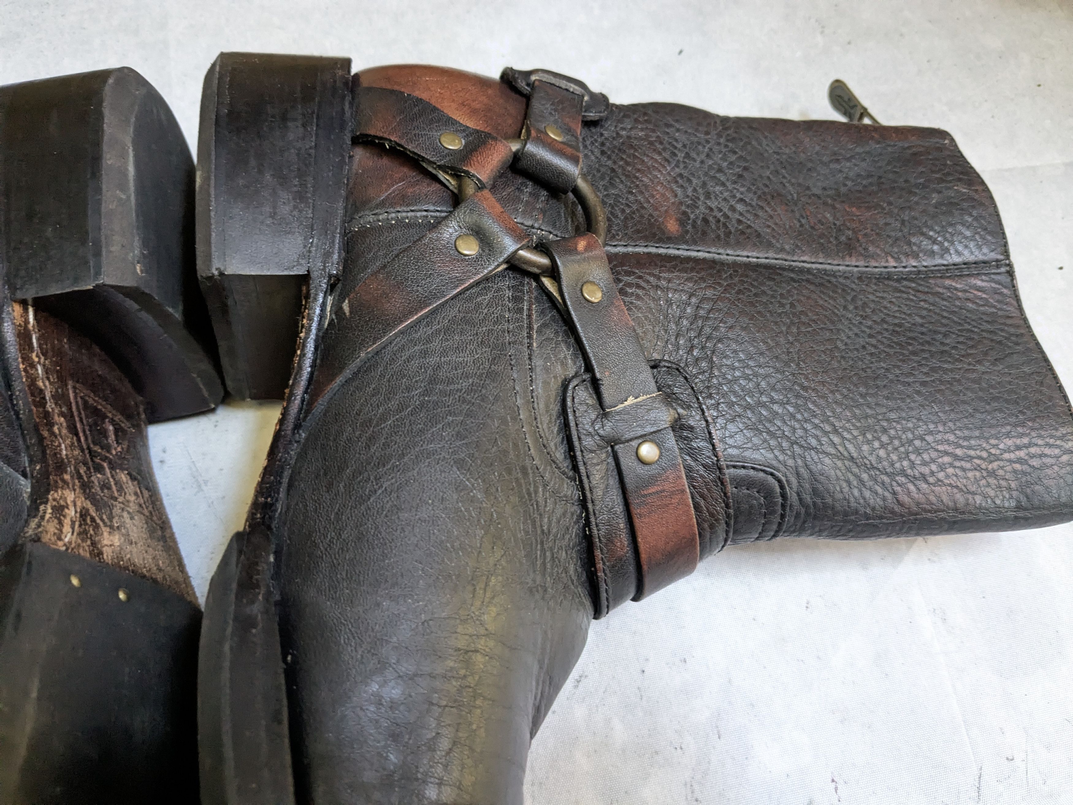 Frye Frye Harness Boots Brown 11 Back Zip Leather Buckle Strap Size US 11 / EU 44 - 13 Thumbnail