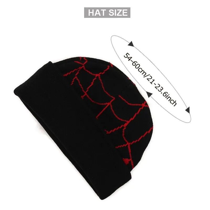 Japanese Brand Eyes Web Knitted beanie (black+red) Size ONE SIZE - 4 Thumbnail