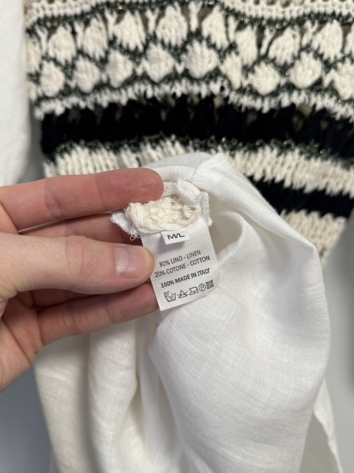 Other NINALEUCA Crochet Boho Dress–White Linen Maxi with Knit Top Size M / US 6-8 / IT 42-44 - 12 Thumbnail