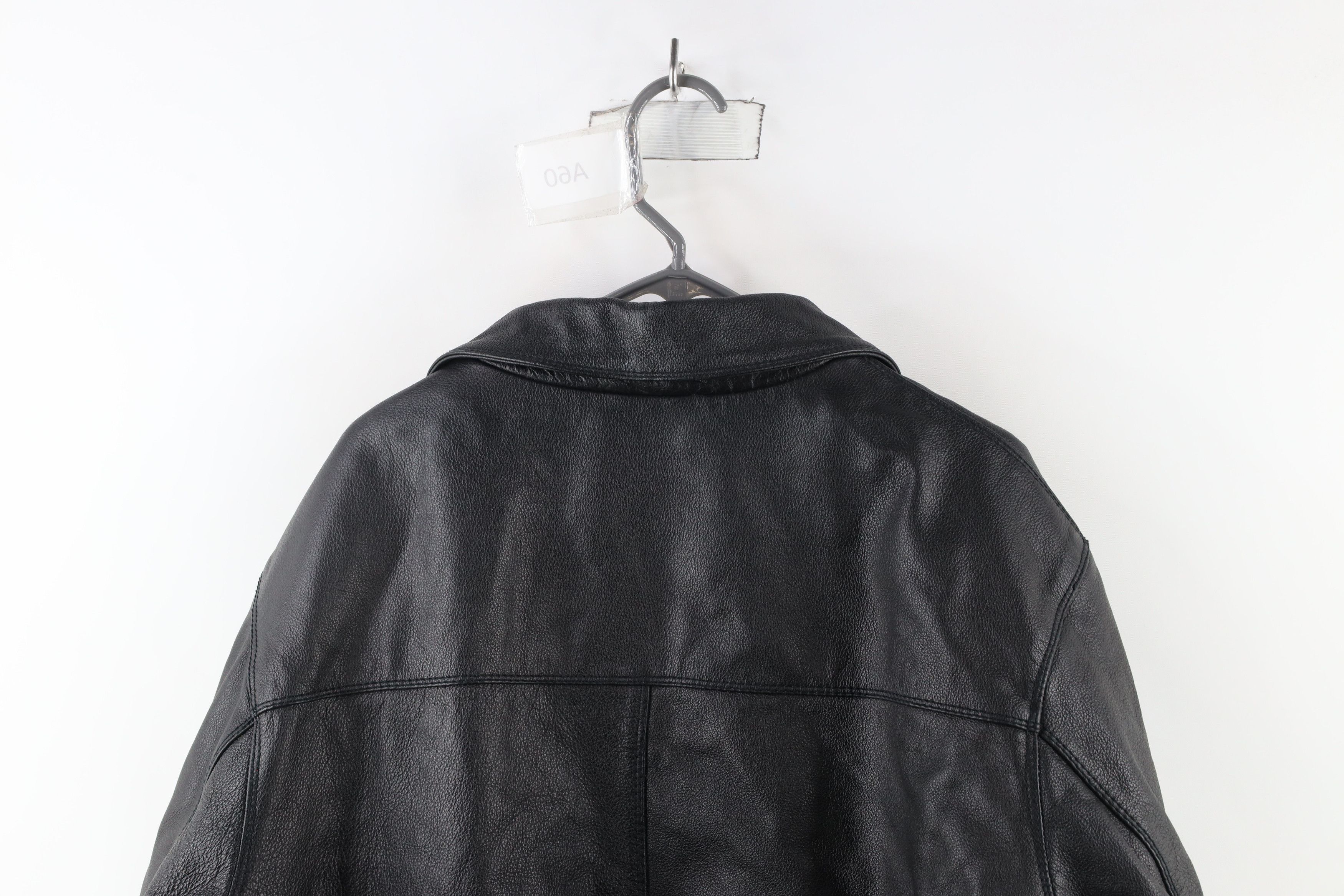 Vintage Vintage 90s Streetwear Lined Leather Bomber Jacket Black Size US XL / EU 56 / 4 - 13 Thumbnail
