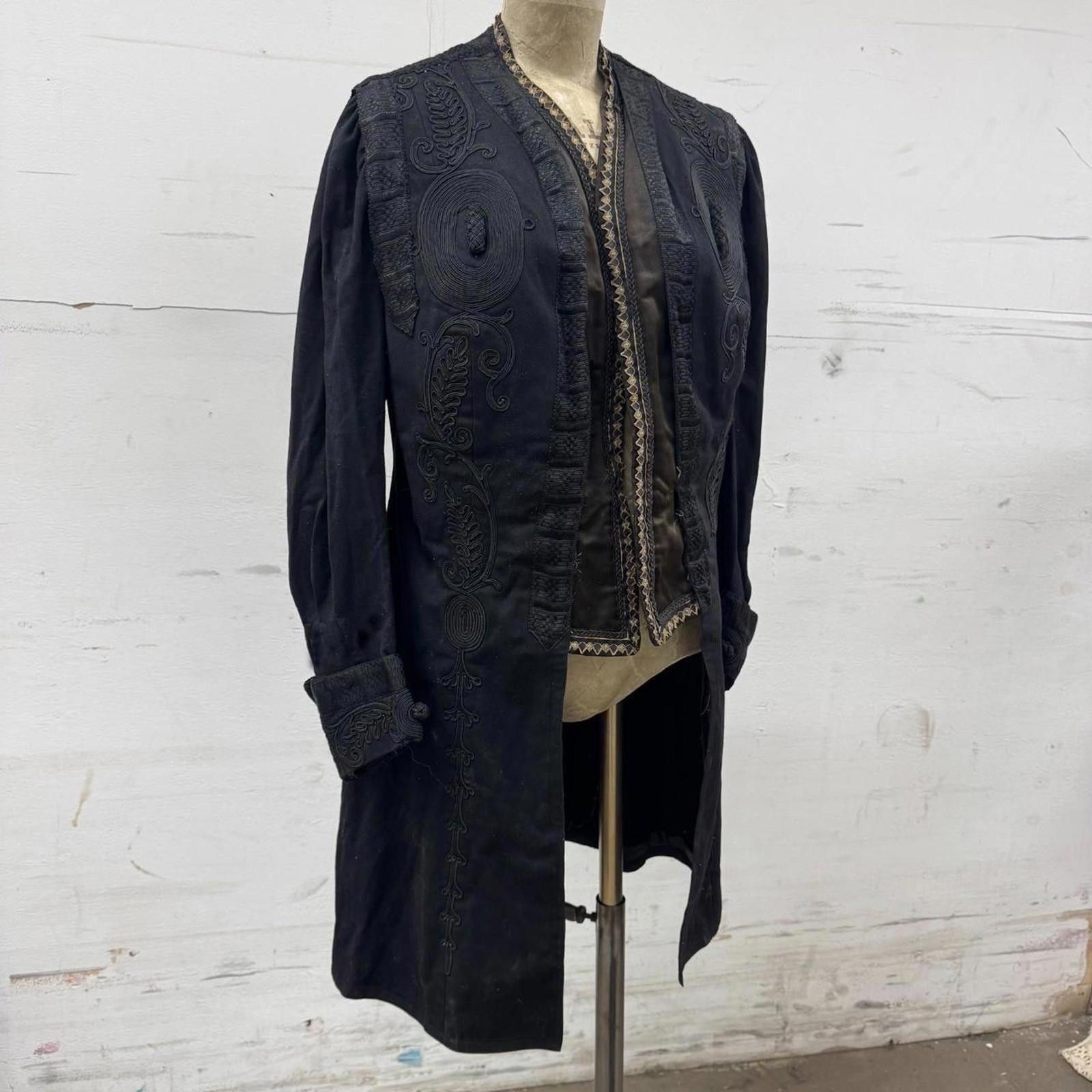 Other Antique Victorian Edwardian Black Frock Coat Soutache 1880s Size US S / EU 44-46 / 1 - 3 Thumbnail