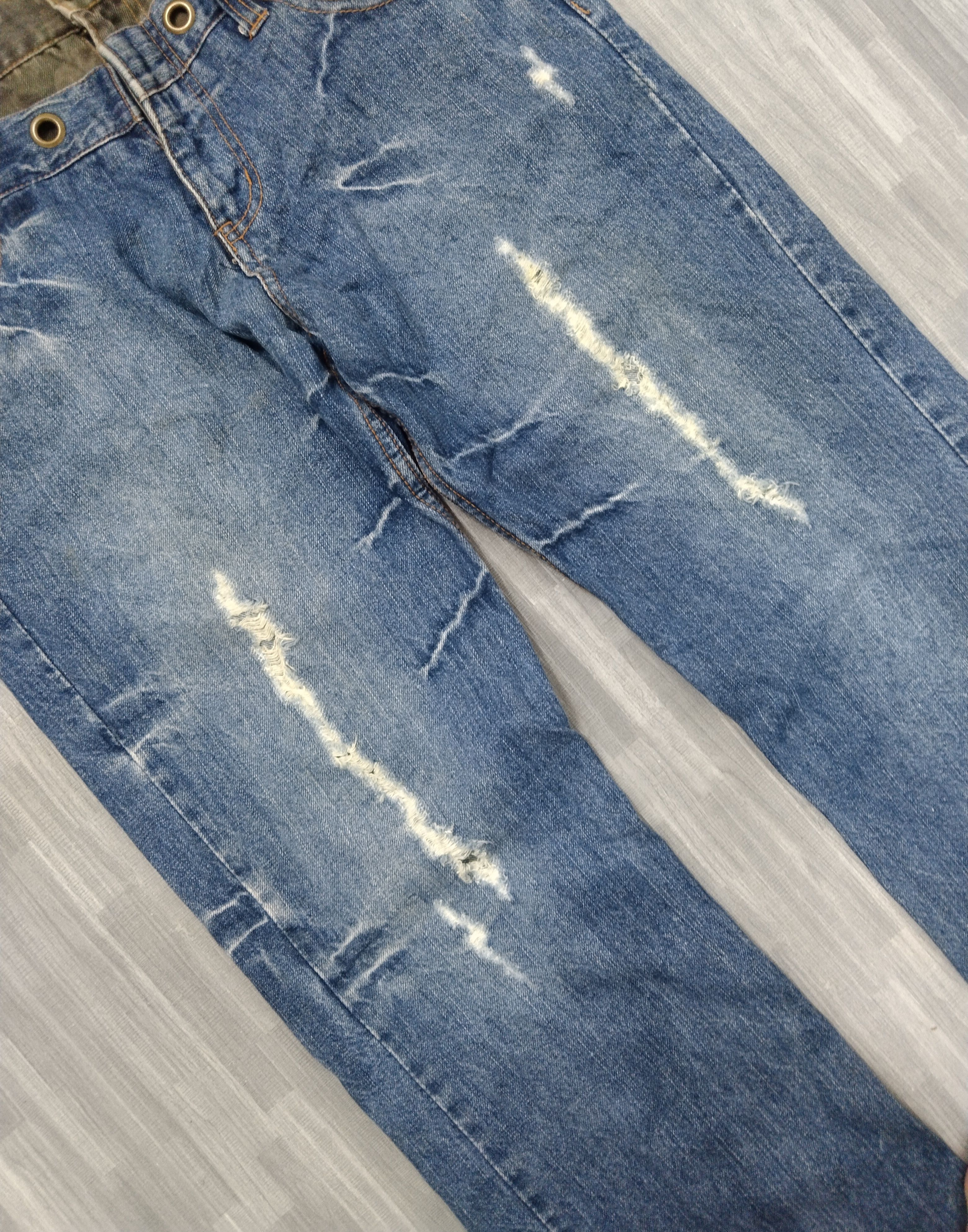 Japanese Brand FLARE SICK RIPED DOUBLE WAIST NYLAUS JEANS Size US 32 / EU 48 - 6 Thumbnail