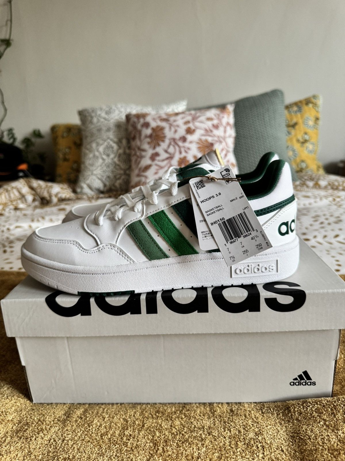 Adidas Adidas Hoops 3.0 Low Sneakers - White/Multi-Green Size US 7.5 / EU 40-41 - 1 Thumbnail