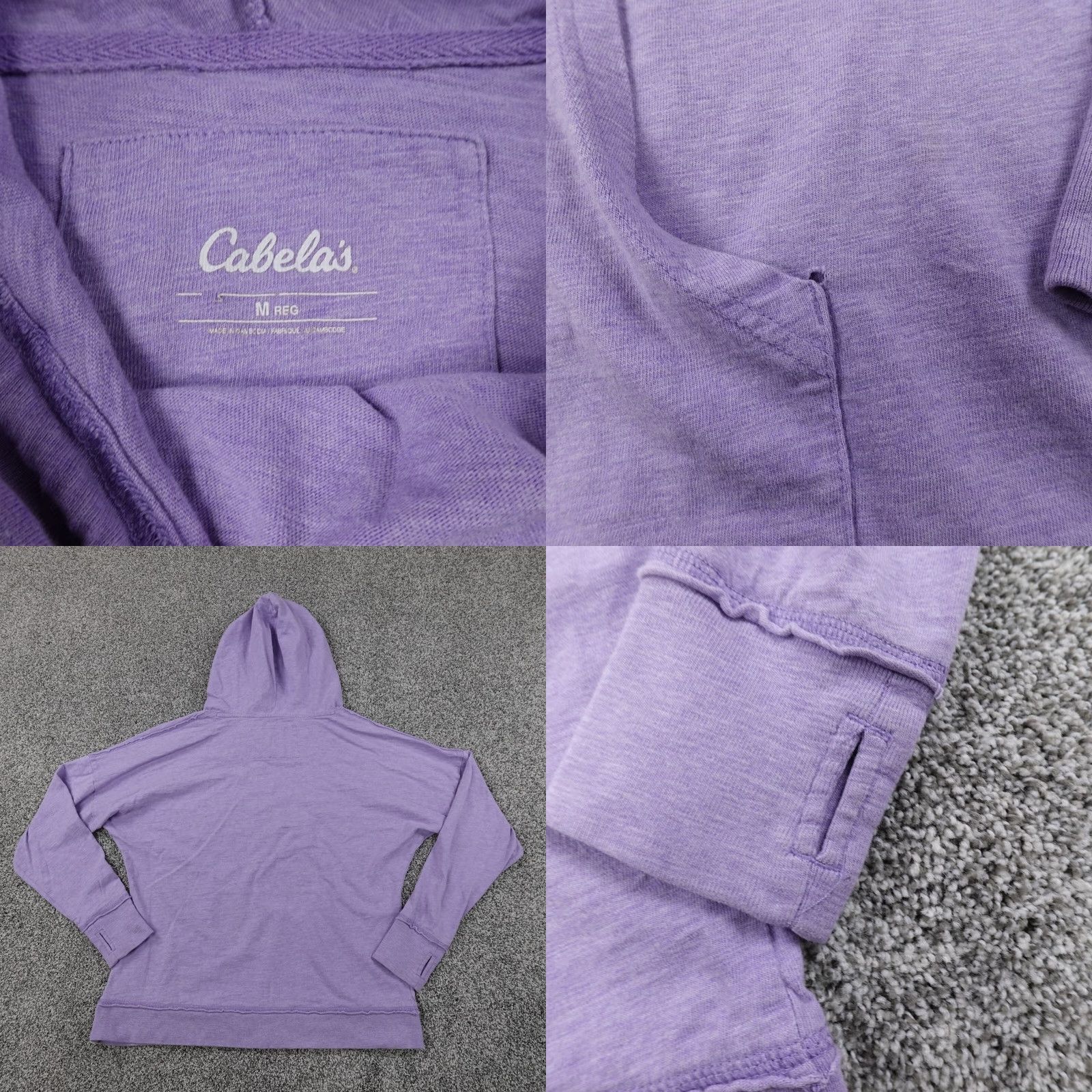 Vintage Cabelas Hoodie Womens M Purple Gray Pullover Sweatshirt Hooded Pockets Thermal Dolman Sleeve Knit Sweater Size M / US 6-8 / IT 42-44 - 8 Thumbnail
