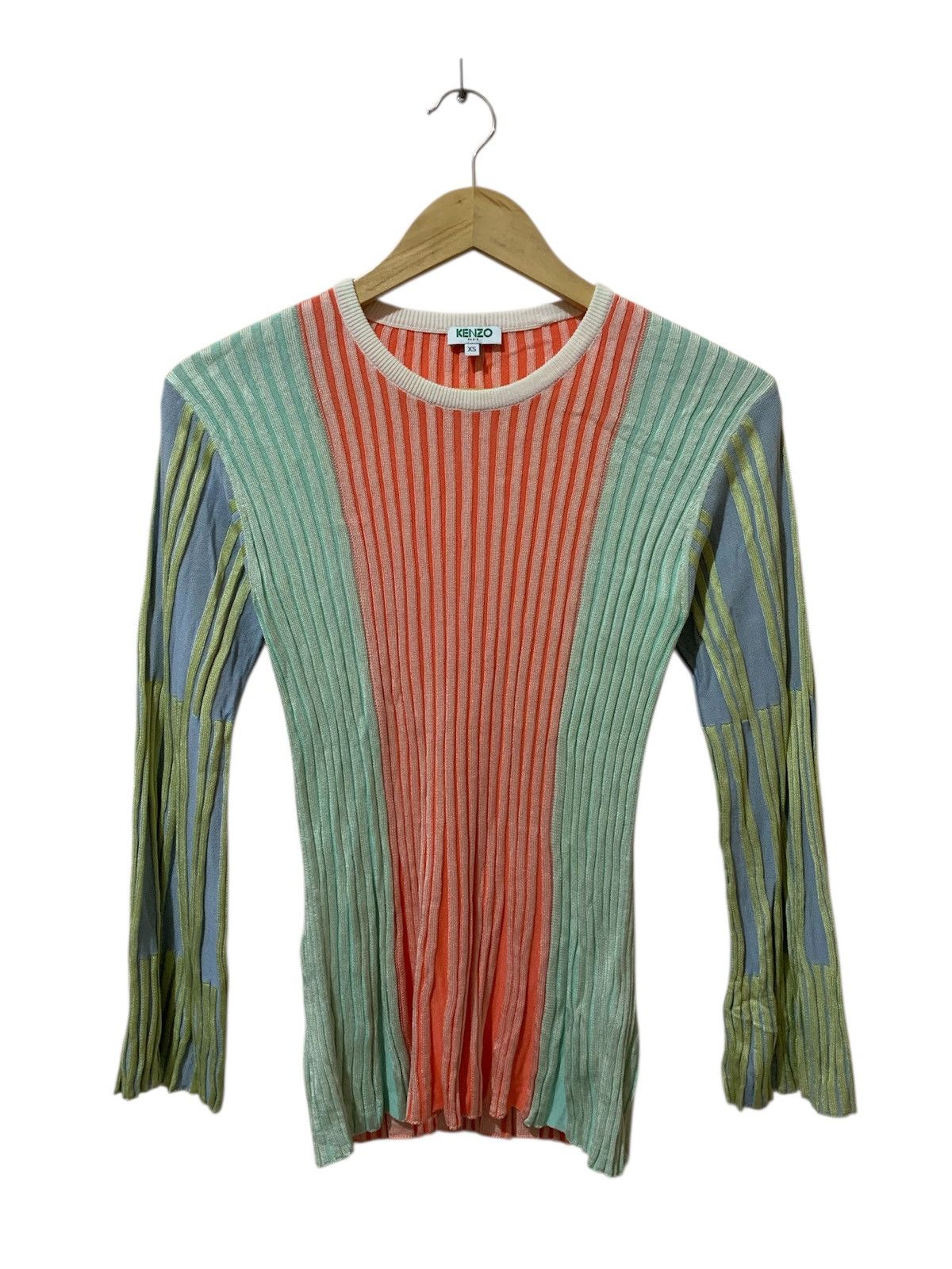 Kenzo Kenzo - Color Block - Ribbed Bell Sleeve - Sweater Size XS / US 0-2 / IT 36-38 - 4 Thumbnail