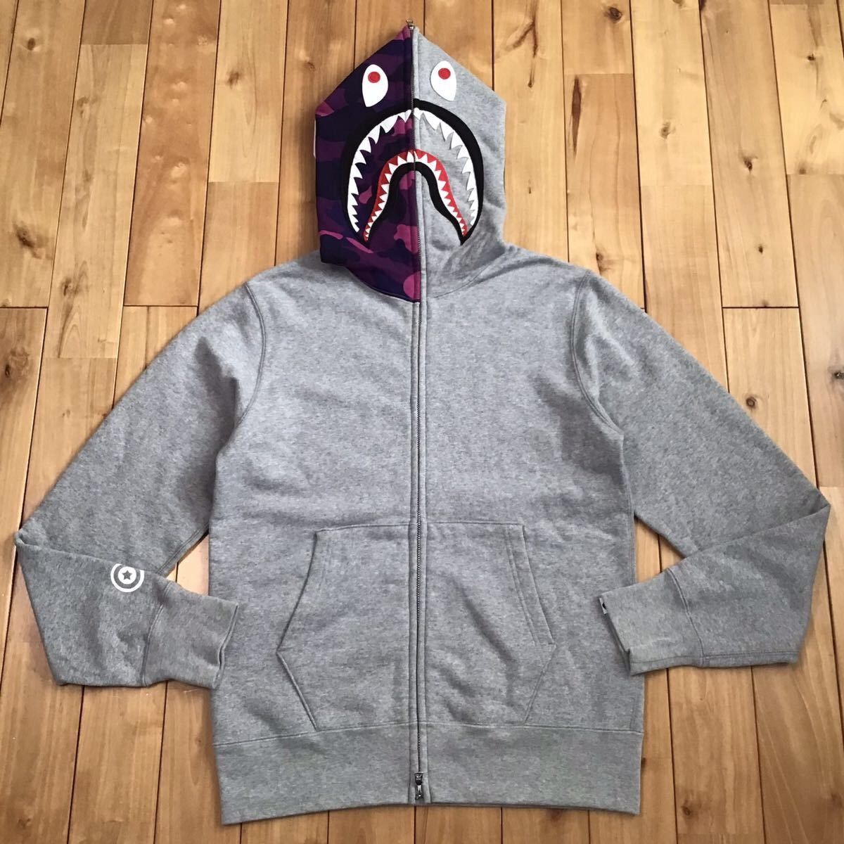 Bape BAPE Purple x gray shark full zip hoodie a bathing ape Size US M / EU 48-50 / 2 - 1 Thumbnail