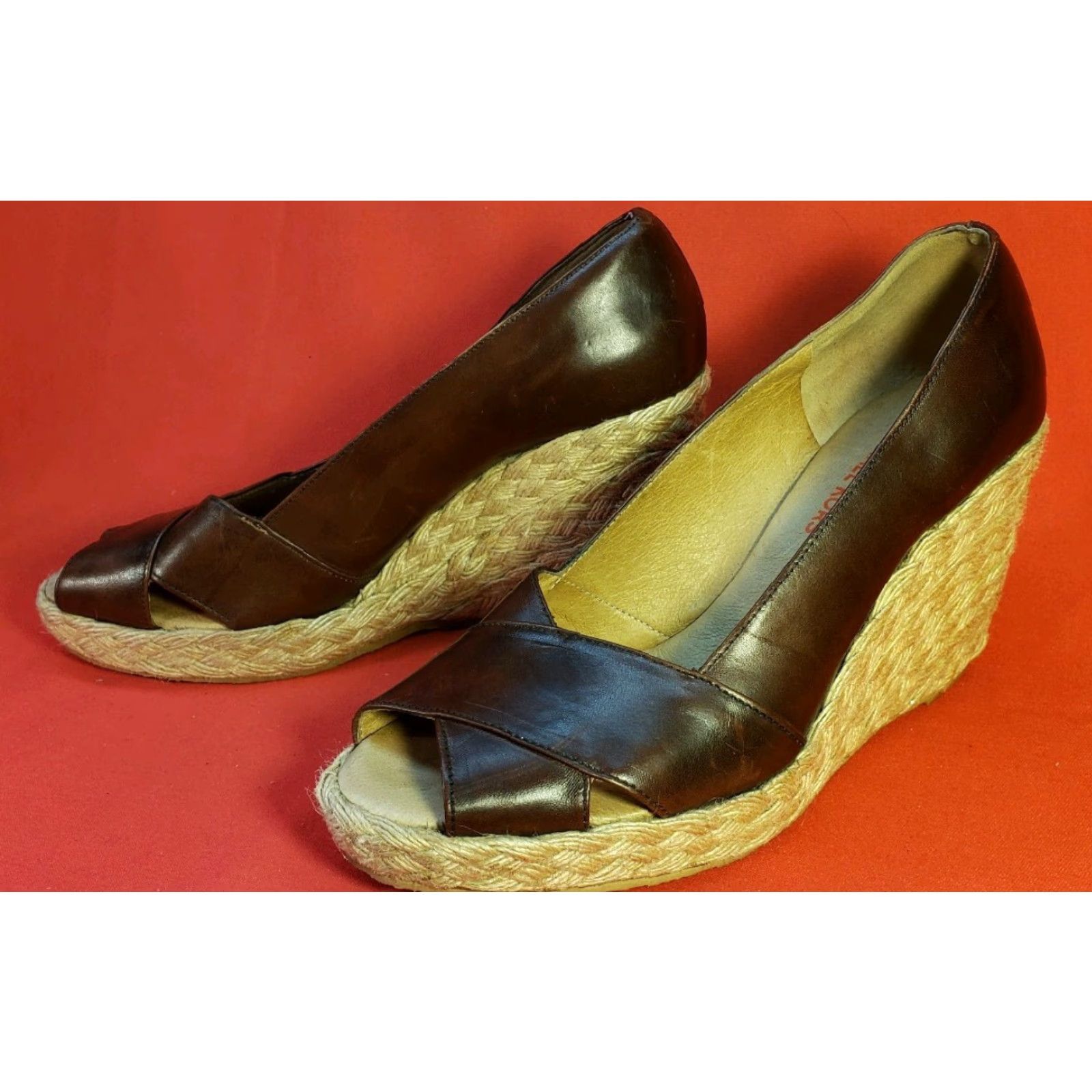 Michael Kors Michael Kors Espadrille Wedge Sandal Women's Size 8.5M Brown Leather Open Toe Wedge Heel Platform 1.5 in Shoes Mens Women Size US 9 / IT 39 - 2 Thumbnail
