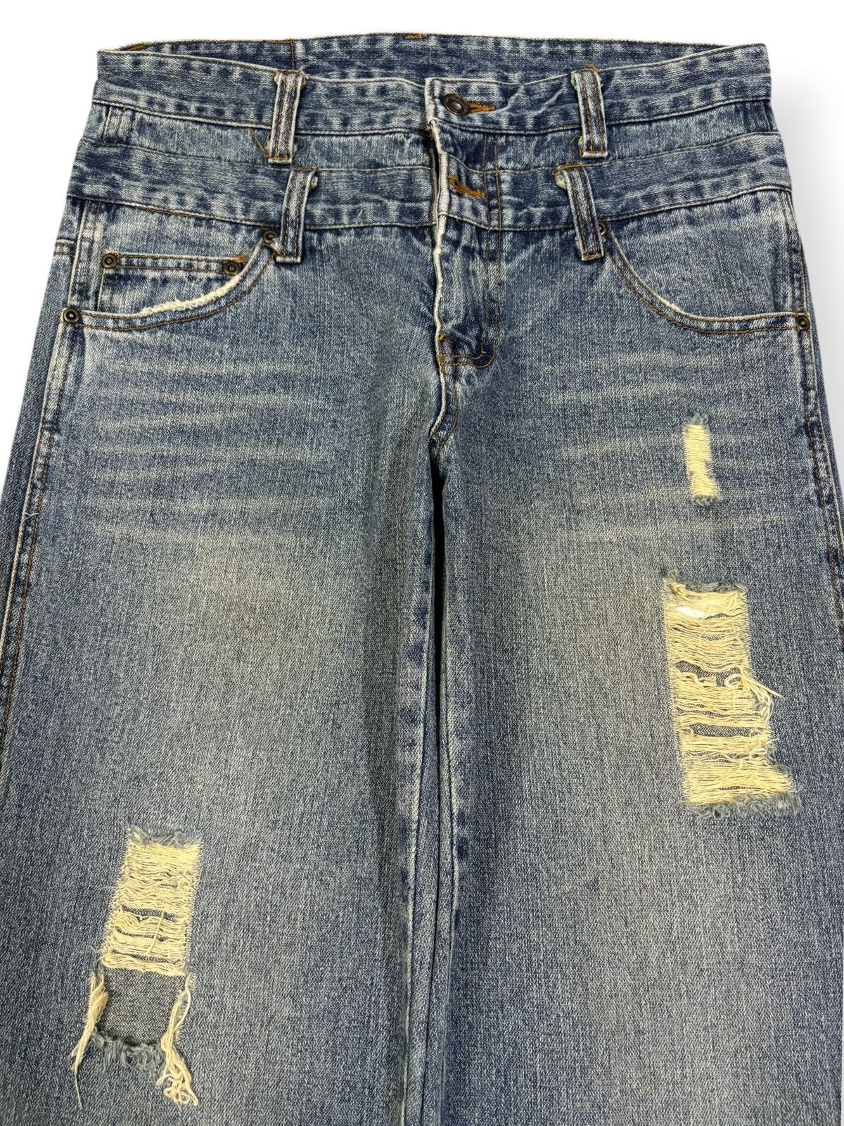 Japanese Brand Vintage Japanese Brand TDR Double Waist Distressed Jeans Size US 31 - 3 Thumbnail
