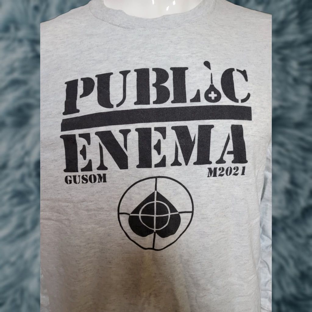Gildan Gildan Funny PUBLIC ENEMA Parody Long Sleeve T Shirt Gray L Mens Graphic Tee Size US L / EU 52-54 / 3 - 1 Thumbnail