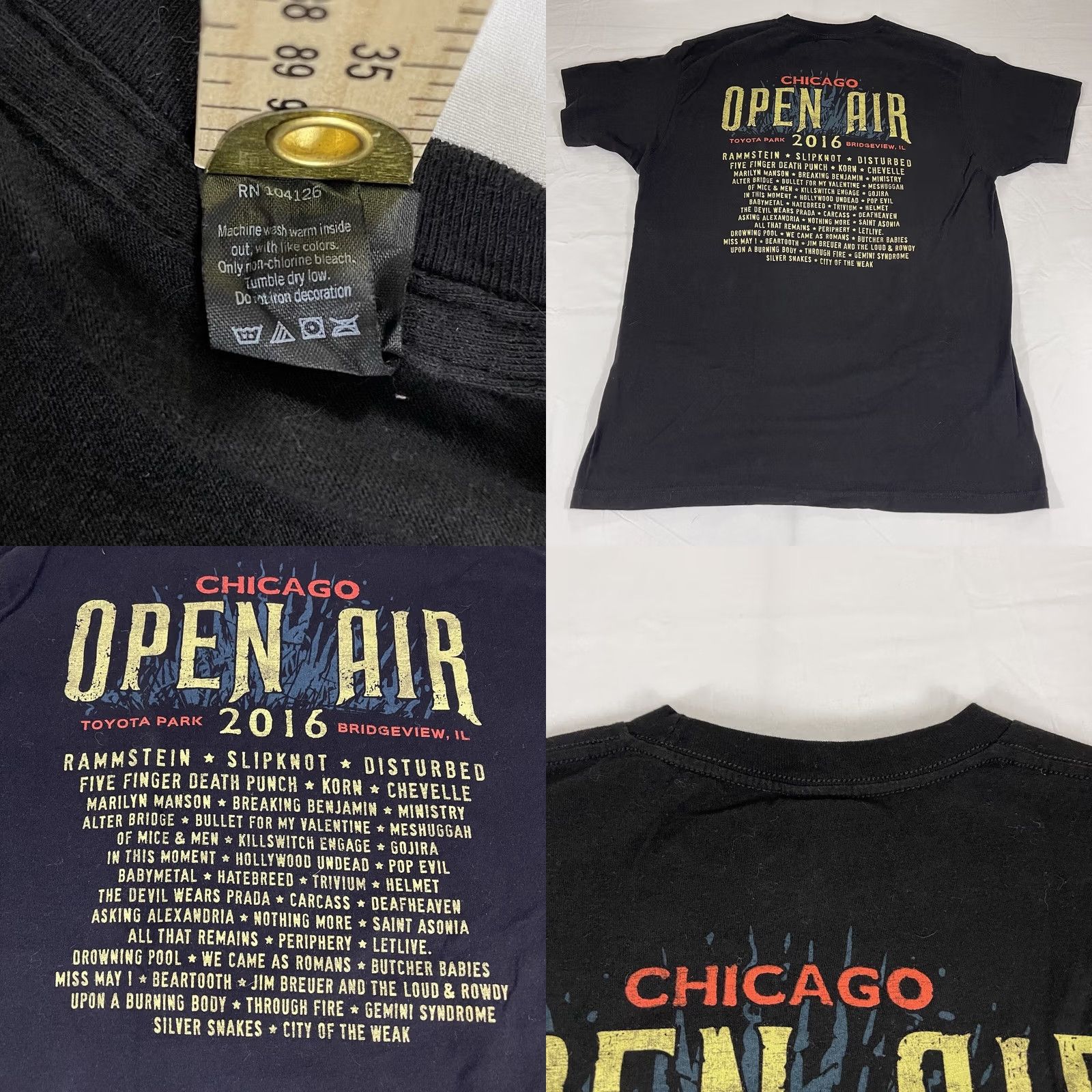 Tultex OPEN AIR CHICAGO T-Shirt - 2016 Sz L - Rock Music Band Graphic - Tultex Black Mens T-Shirt - Short Sleeve - Open Size US L / EU 52-54 / 3 - 8 Thumbnail