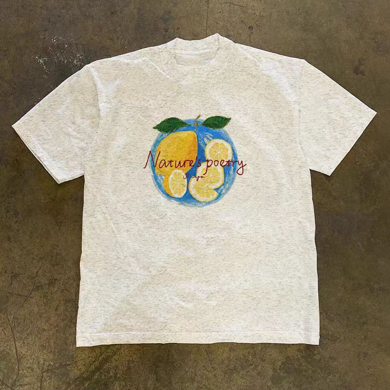 Japanese Brand Grey washed vintage lemon print t-shirt Size US M / EU 48-50 / 2 - 1 Thumbnail