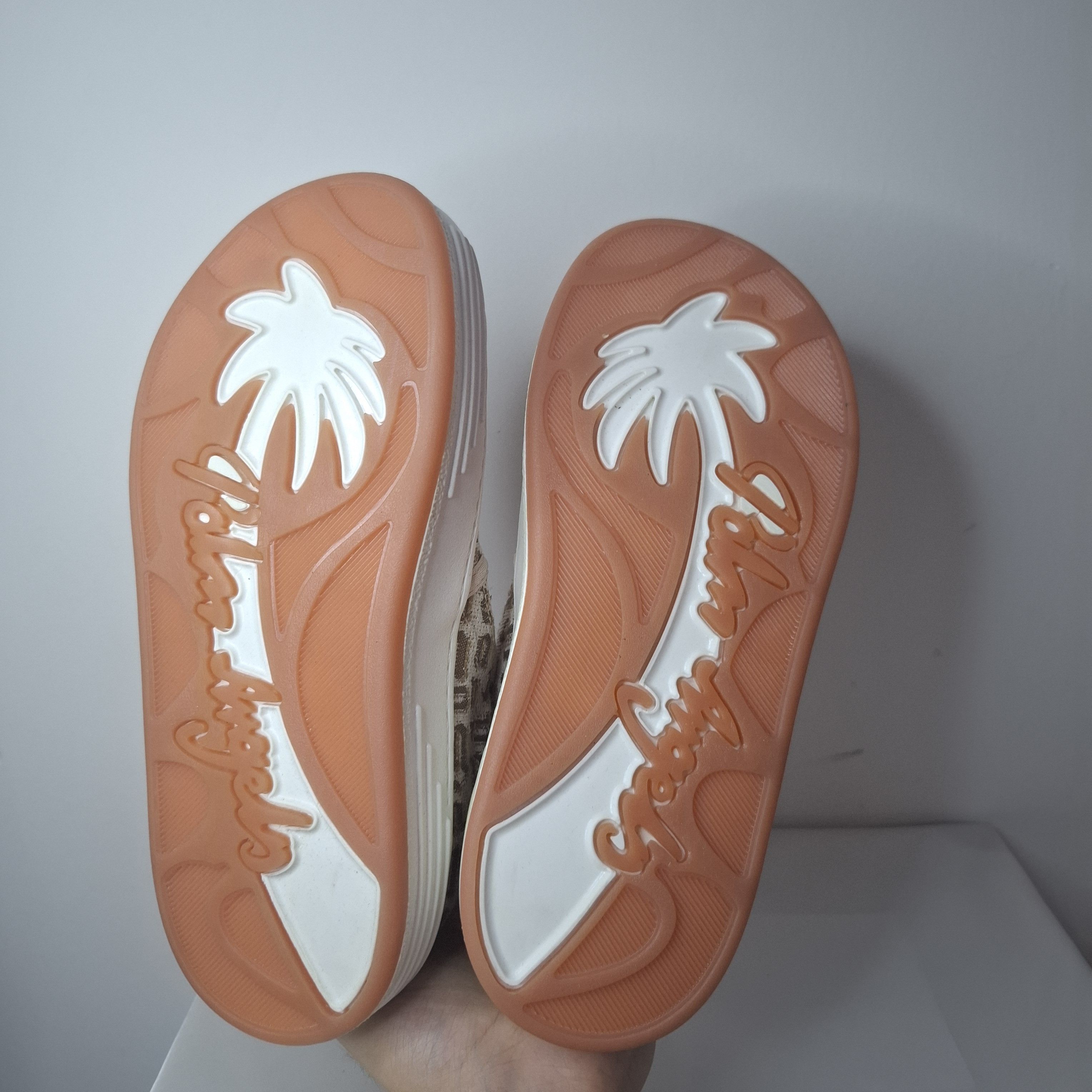 Palm Angels Palm Angels Beige & Brown Monogram Snow Slip Sneakers Size US 7.5 / IT 37.5 - 10 Thumbnail