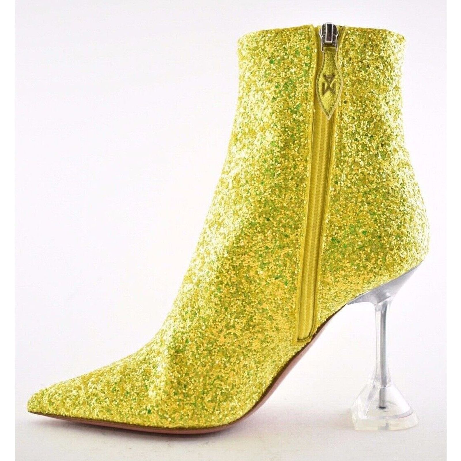 Amina Muaddi Amina Muaddi Giorgia Glitter Lemon Yellow PVC Begum Heel Size US 7 / IT 37 - 5 Thumbnail