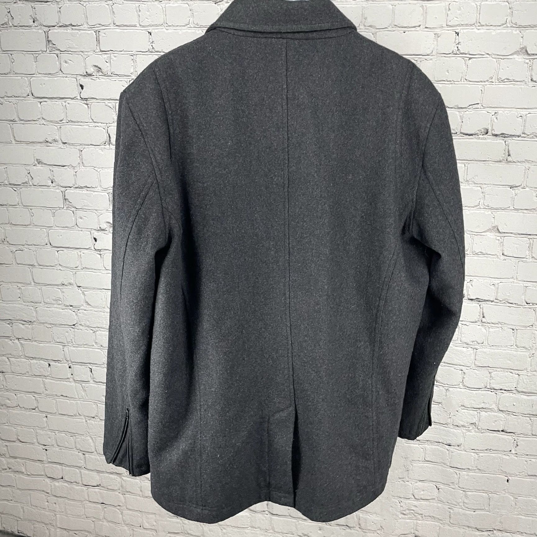 Vintage Black Rivet Coat Men Wool Blend Buttoned Lined Pockets XXL Gray Solid Mid-Length Overcoat Size US XXL / EU 58 / 5 - 2 Thumbnail