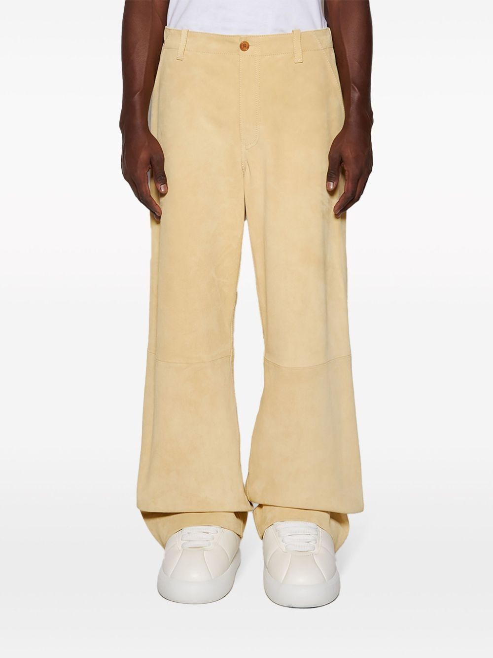 Marni oc11z0525 Wide-Leg Suede Trousers in Beige Size US 32 / EU 48 - 5 Thumbnail