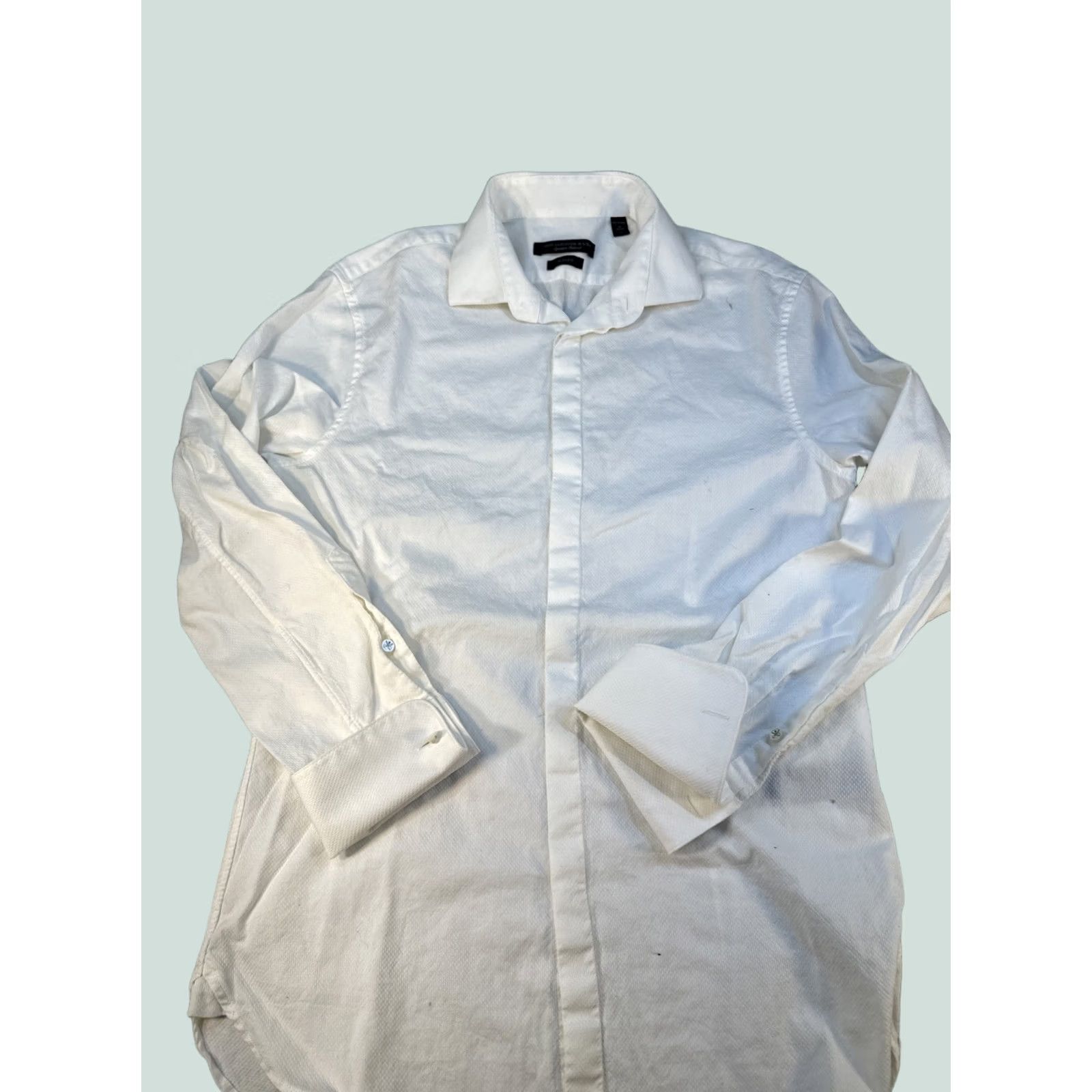 John Varvatos John Varvatos USA Slim Casual Dress Shirt Blue 15 Regular Men Long Sleeve Barrel Cuff Slimming Button Shirt Size US M / EU 48-50 / 2 - 1 Thumbnail