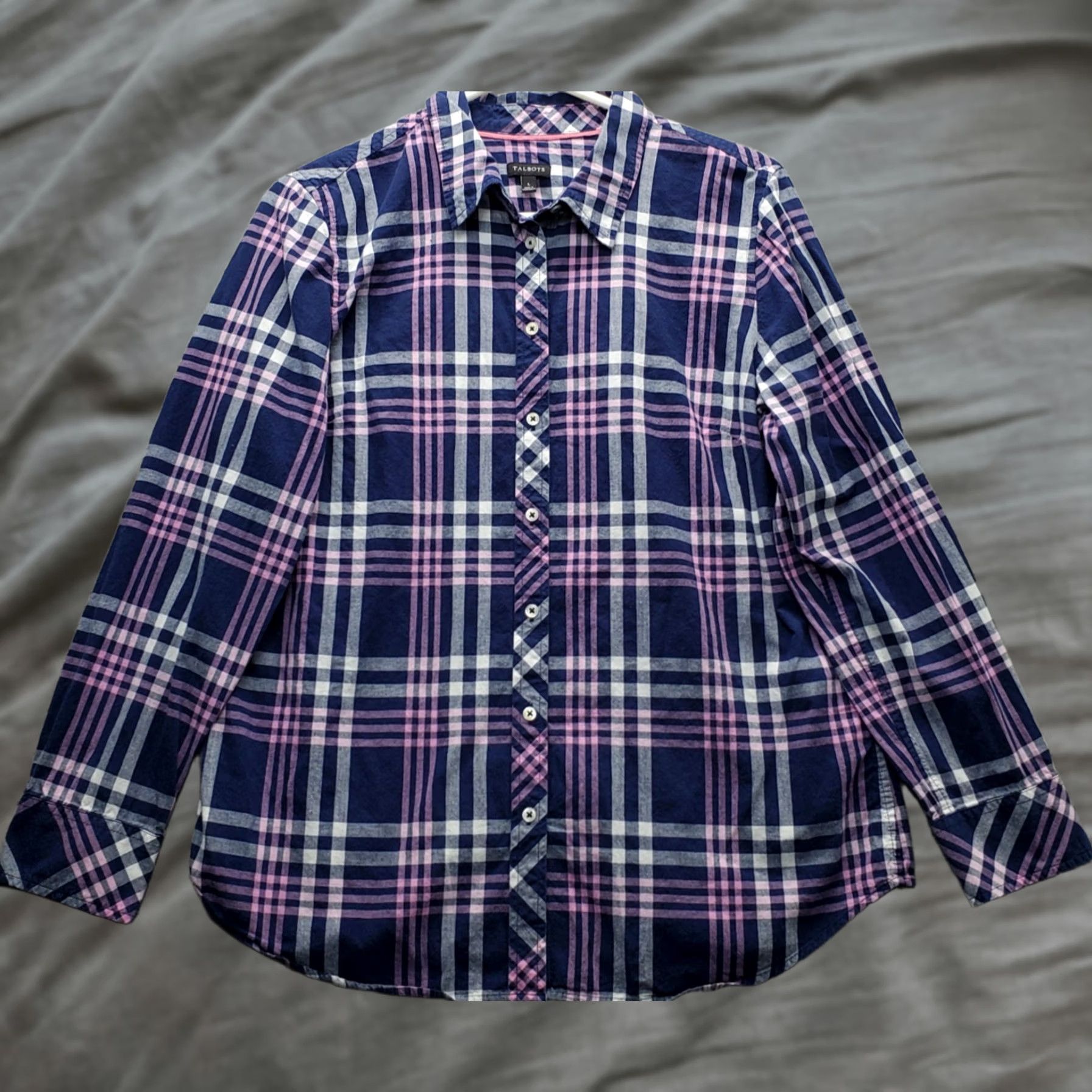 Talbots Talbots Shirt Women Size L Multicolor Plaid Long Sleeve Lightweight Collared Button Up Size L / US 10 / IT 46 - 1 Thumbnail