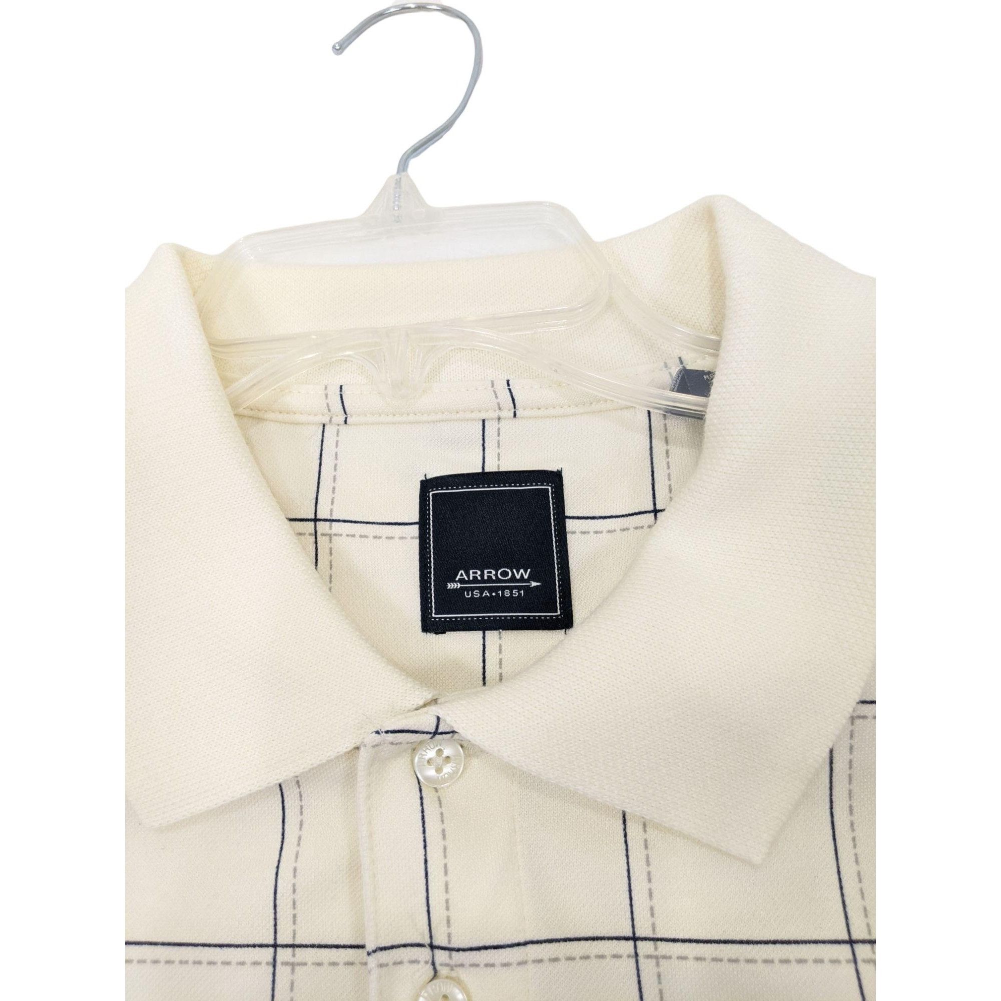 Other Arrow Mens White Checkered Polo Shirt XXL Cotton/Polyester B Size US XXL / EU 58 / 5 - 12 Thumbnail