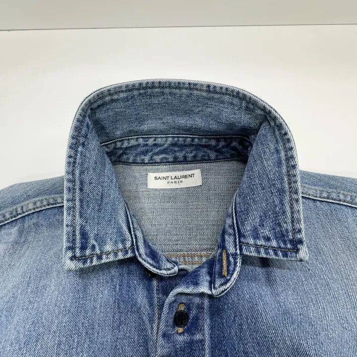 Saint Laurent Paris Saint Laurent Blue Denim Long Sleeve Shirt-2507 Size US XL / EU 56 / 4 - 4 Thumbnail