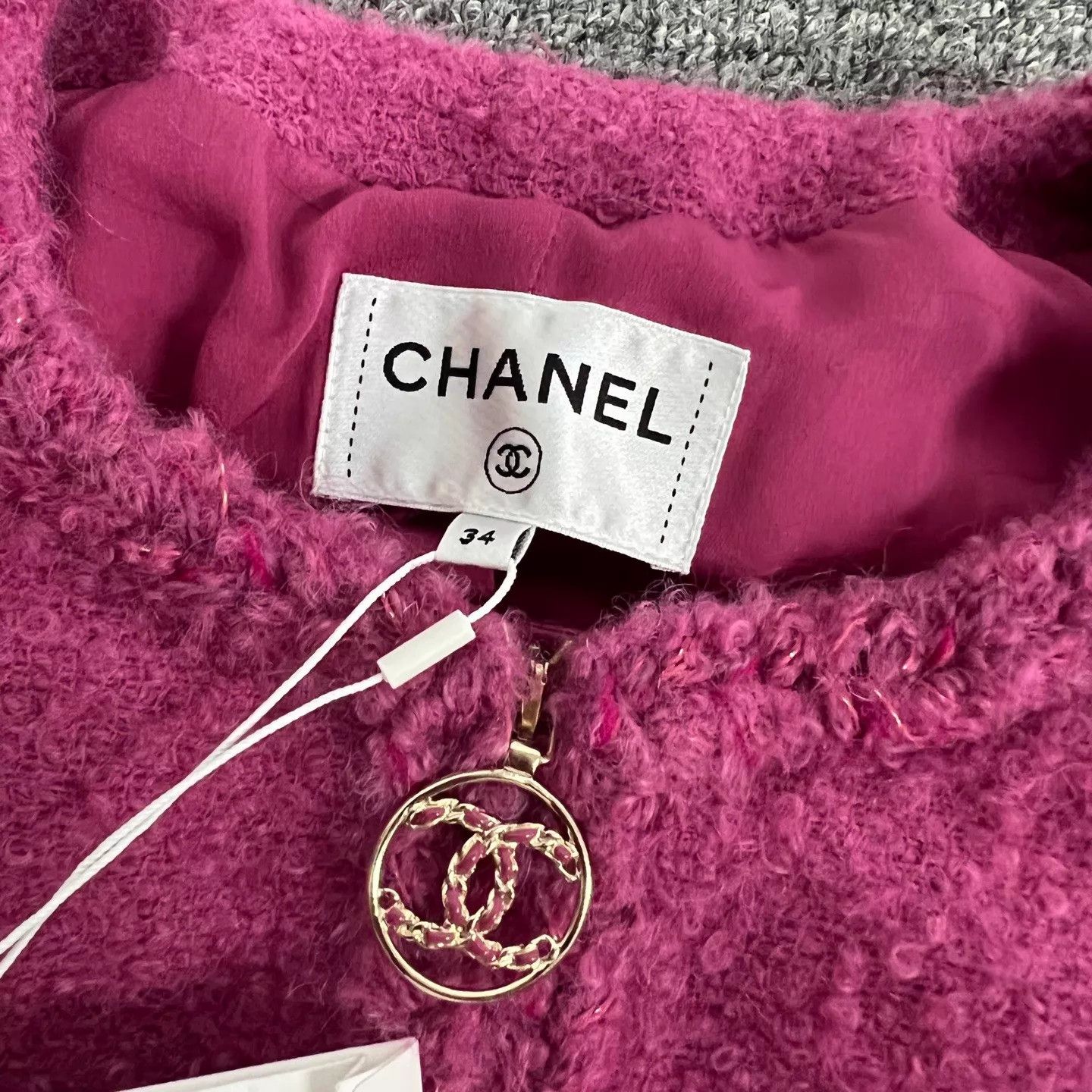 Chanel Chanel Rare Dragon Fruit Pink Tweed Long Coat 34 NWT Size XS / US 0-2 / IT 36-38 - 6 Thumbnail