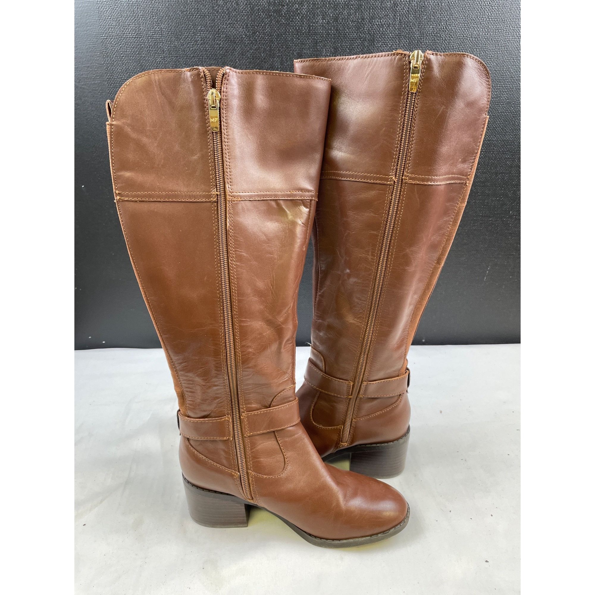 Marc Fisher Mark Fisher Women's Brown Leather Tall Boots/Shoes Heel 2" S Size US 5.5 / IT 35.5 - 5 Thumbnail