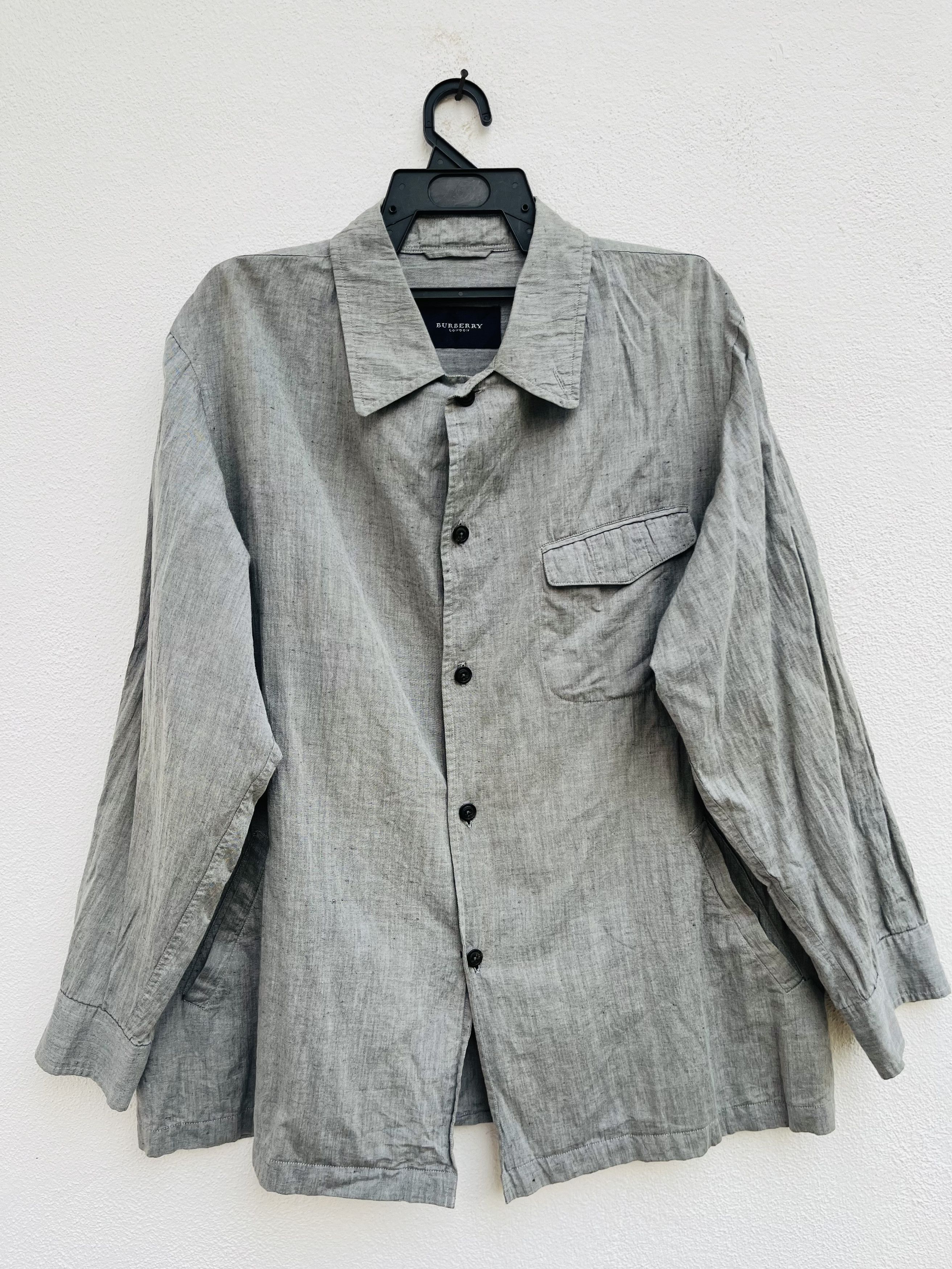 Burberry × Japanese Brand × Vintage Vintage Burberry London Grey Button Up Fashion Style Size US XL / EU 56 / 4 - 1 Thumbnail