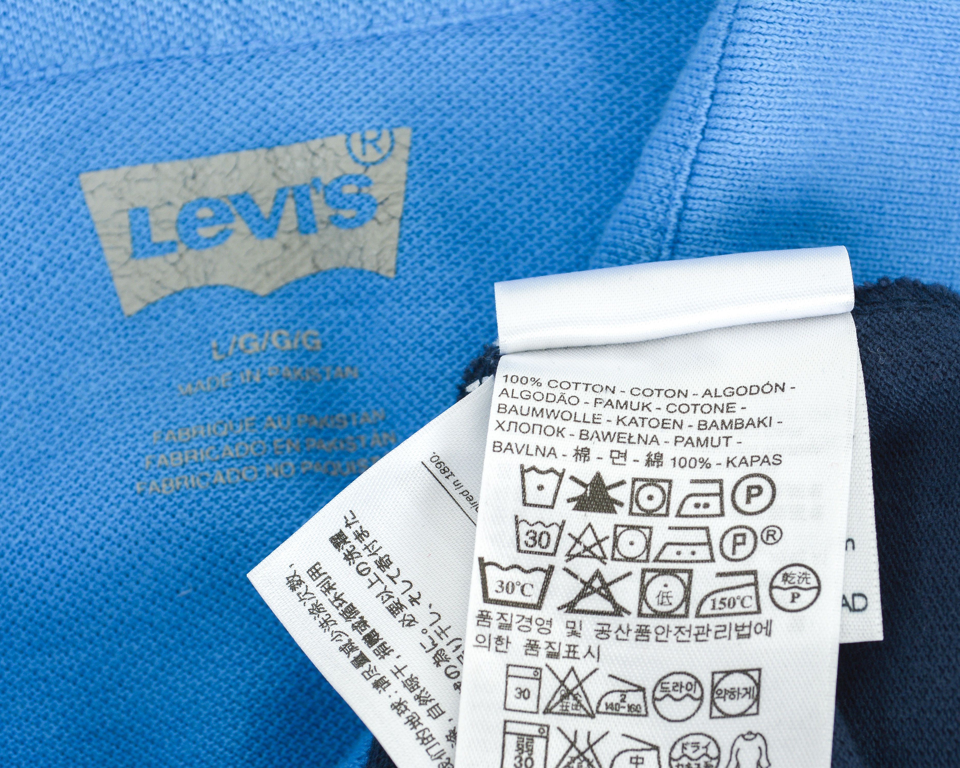 Levi's Polo Shirt Short Sleeve T-shirt Blue Cotton Formal Casual Size US L / EU 52-54 / 3 - 3 Thumbnail