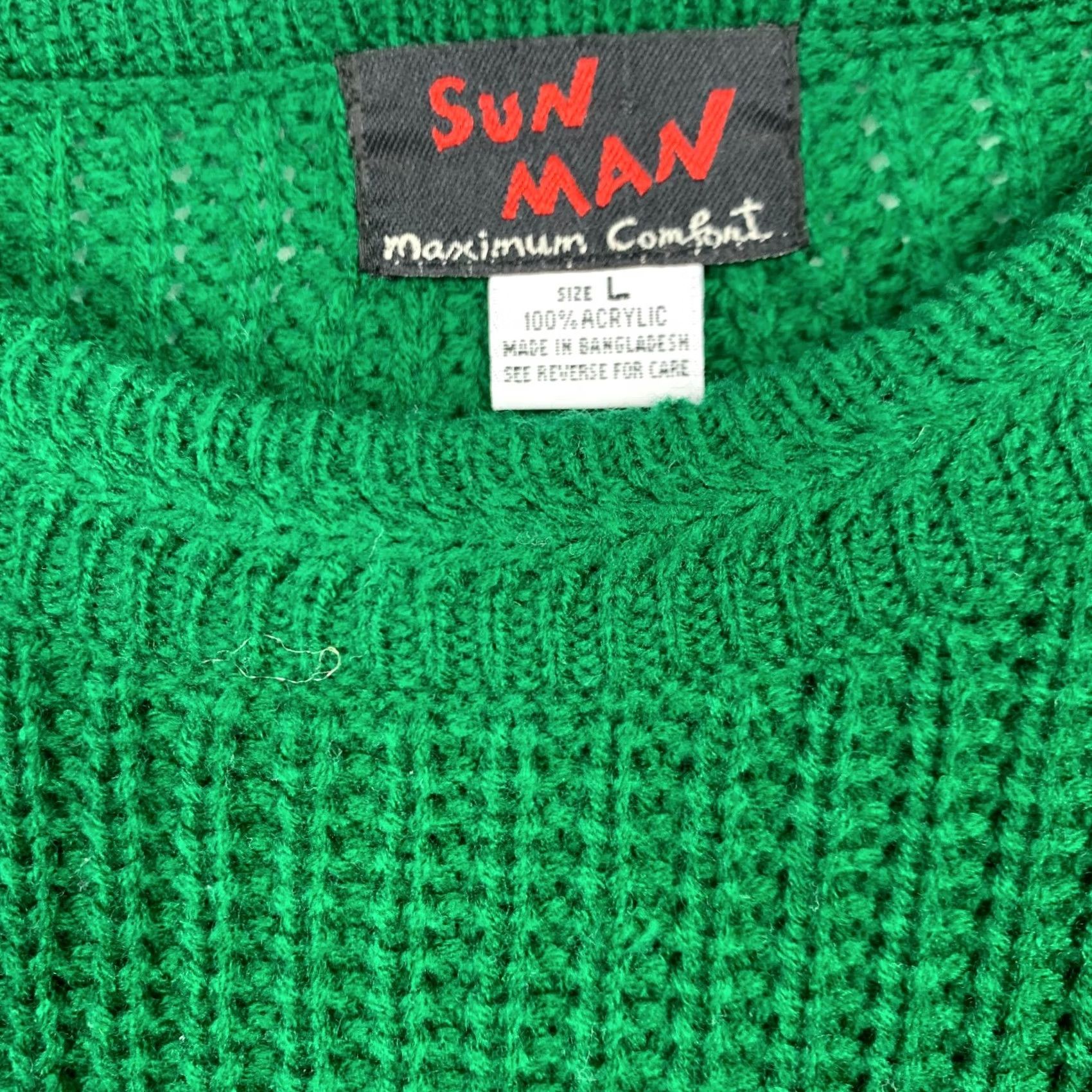 Vintage VINTAGE Sun Man Chunky Knit Green Sweater Mens Large 70s Indie Sleaze Size US L / EU 52-54 / 3 - 3 Thumbnail
