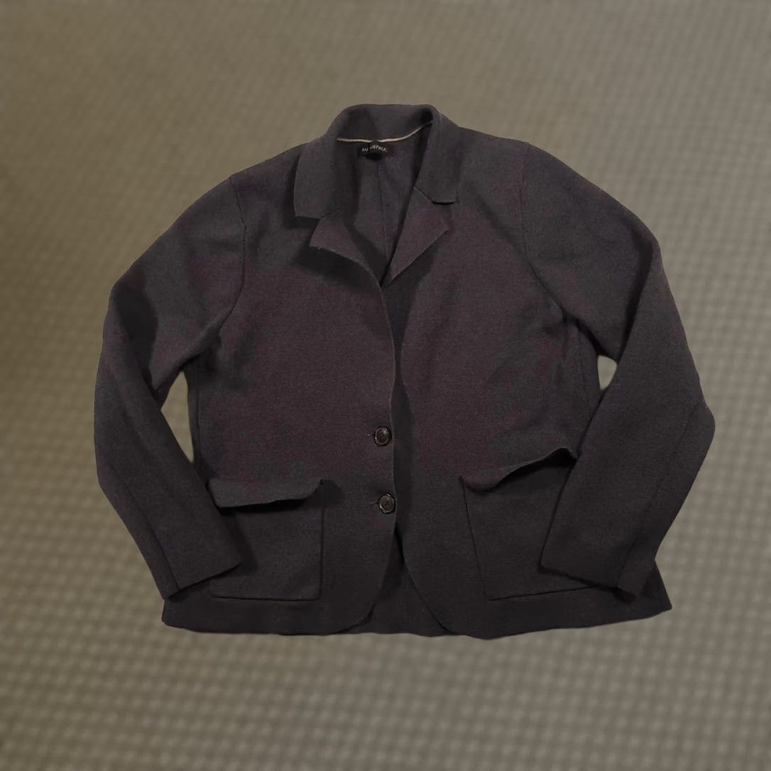 Banana Republic VINTAGE Banana Republic Blazer Jacket Womens L Charcoal Knit Two Button Pockets Size L / US 10 / IT 46 - 1 Thumbnail