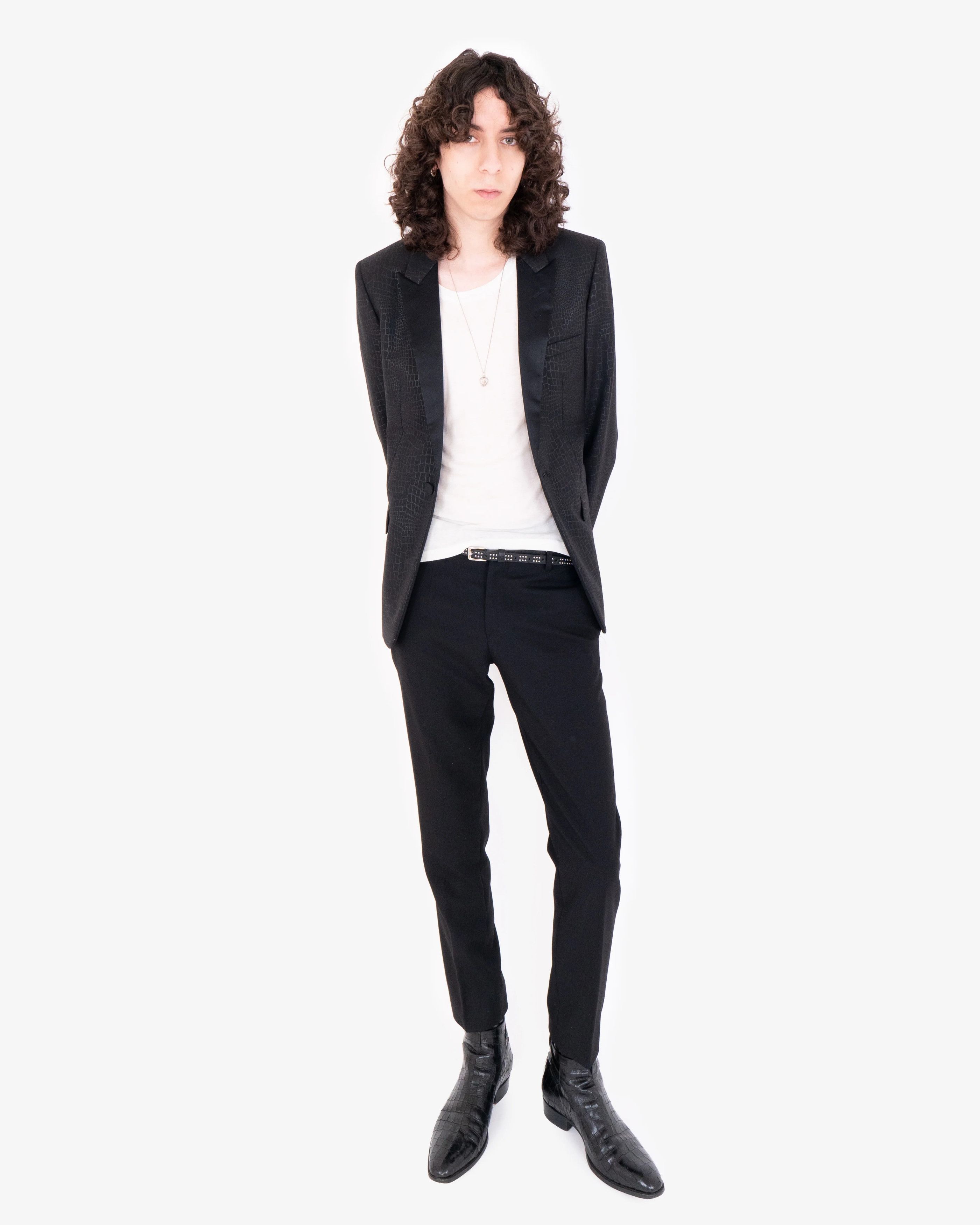 Saint Laurent Paris Crocodile Wax Print Le Smoking Jacket (FW14) Size US XS / EU 42 / 0 - 8 Thumbnail