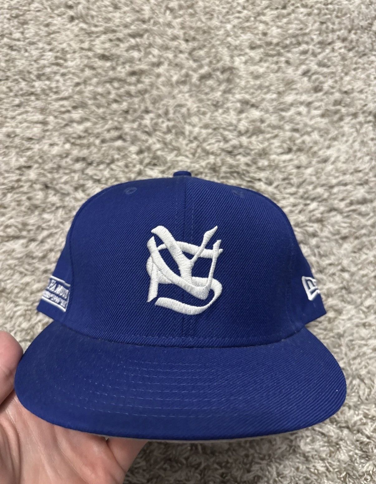 Blue Supreme World Famous Fitted New Era Hat 7 1/4