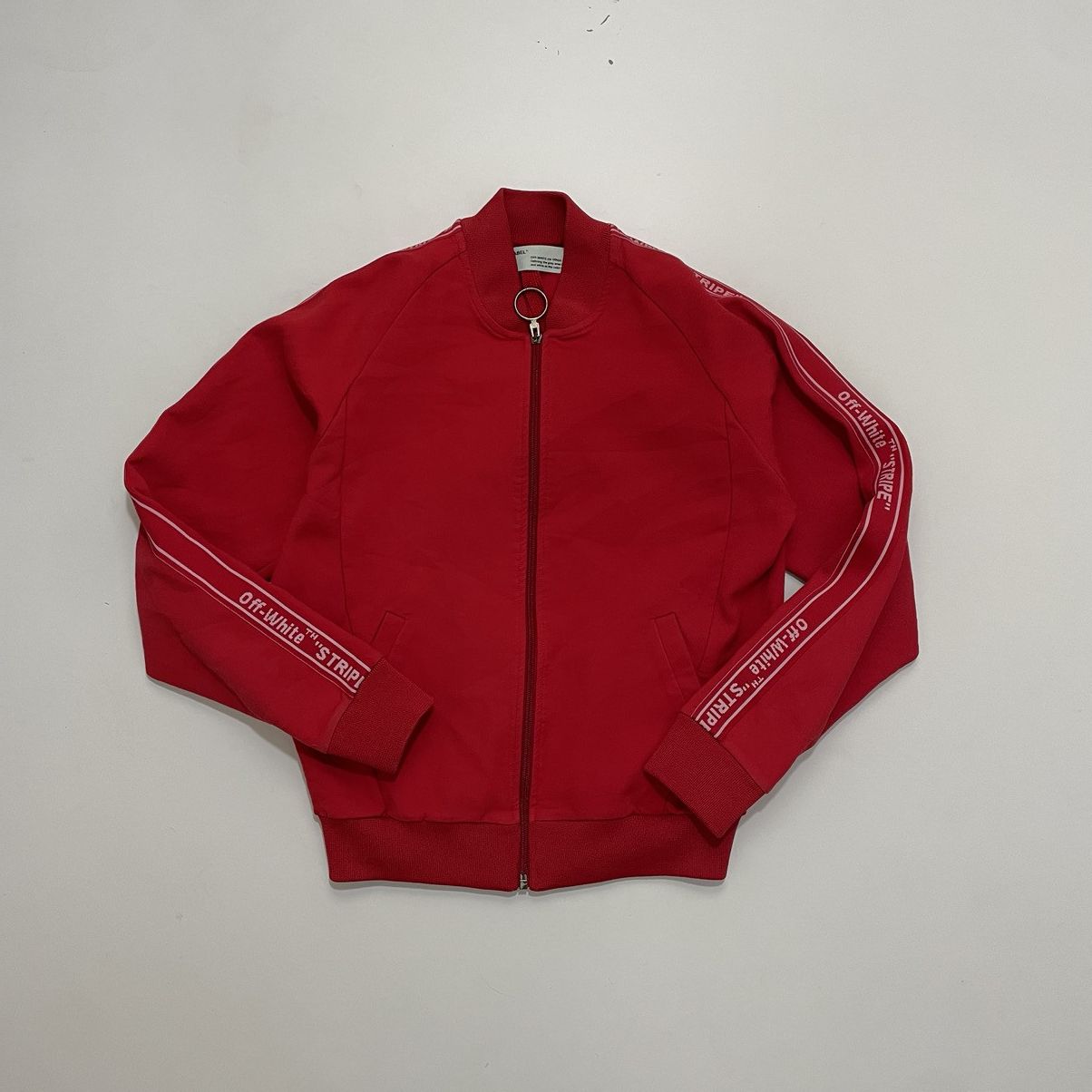 image of Off White 2013 Virgil Abloh Striped Red Track Jacket, Men's (Size Medium)
