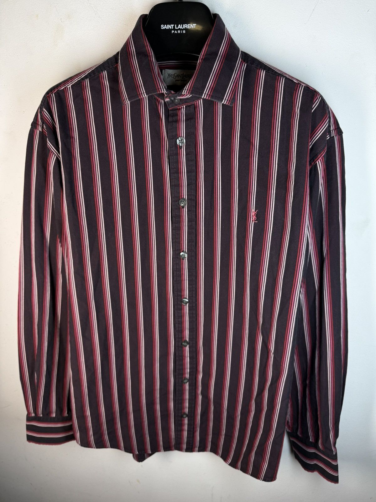 Yves Saint Laurent Black/Red YSL Shirt Striped Size US M / EU 48-50 / 2 - 17 Thumbnail