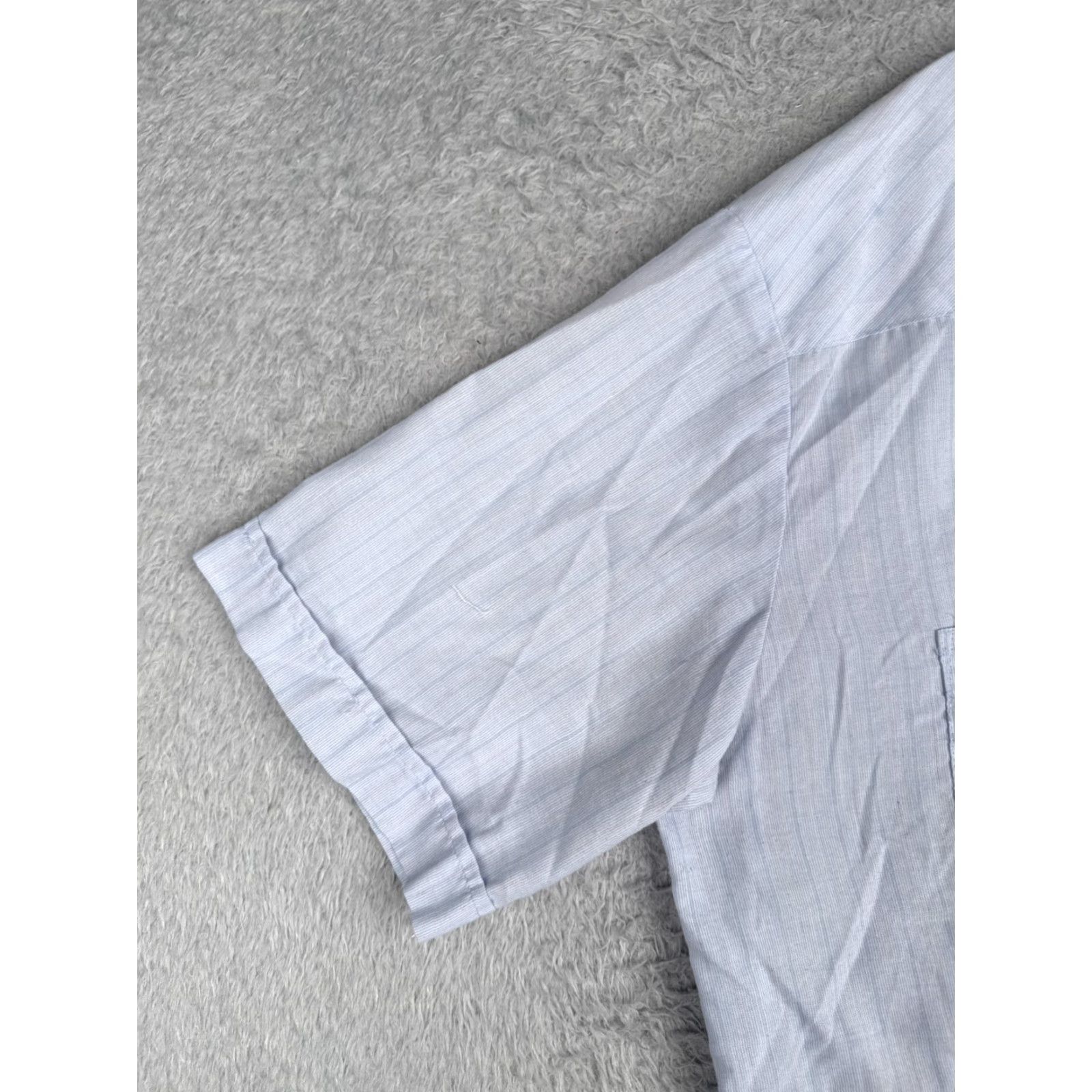 Vintage Renato Guayabera Shirt Men Extra Large Blue Vertical Stripe 4 Pocket Poly Blend Button-Up Size US XL / EU 56 / 4 - 3 Thumbnail