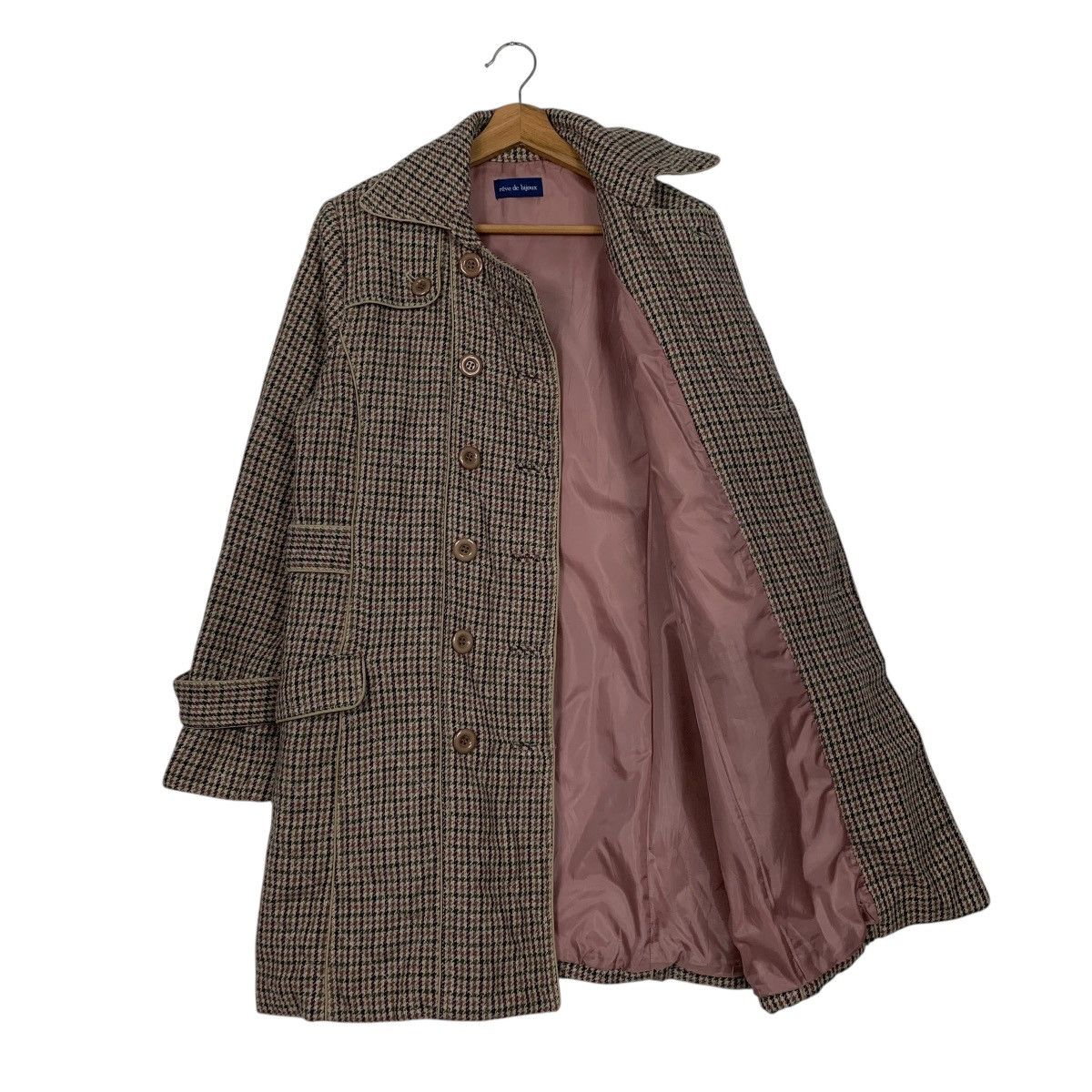Japanese Brand Reve De Bijoux Double Breasted Houndstooth Tweed Coat Size S / US 4 / IT 40 - 9 Thumbnail