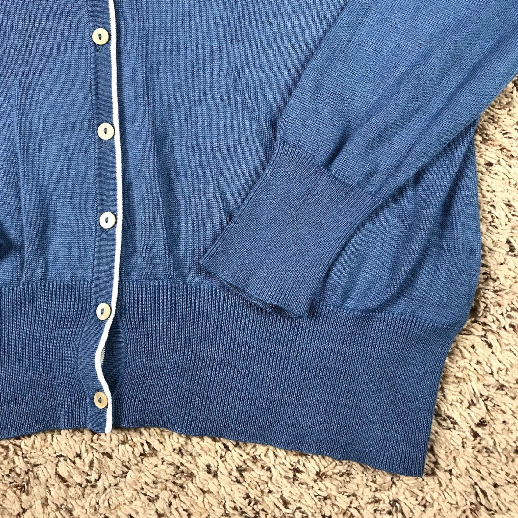 Brooks Brothers VINTAGE Brooks Brothers Womens Cardigan Sweater M Blue Silk Cotton Long Sleeve Size M / US 6-8 / IT 42-44 - 5 Thumbnail