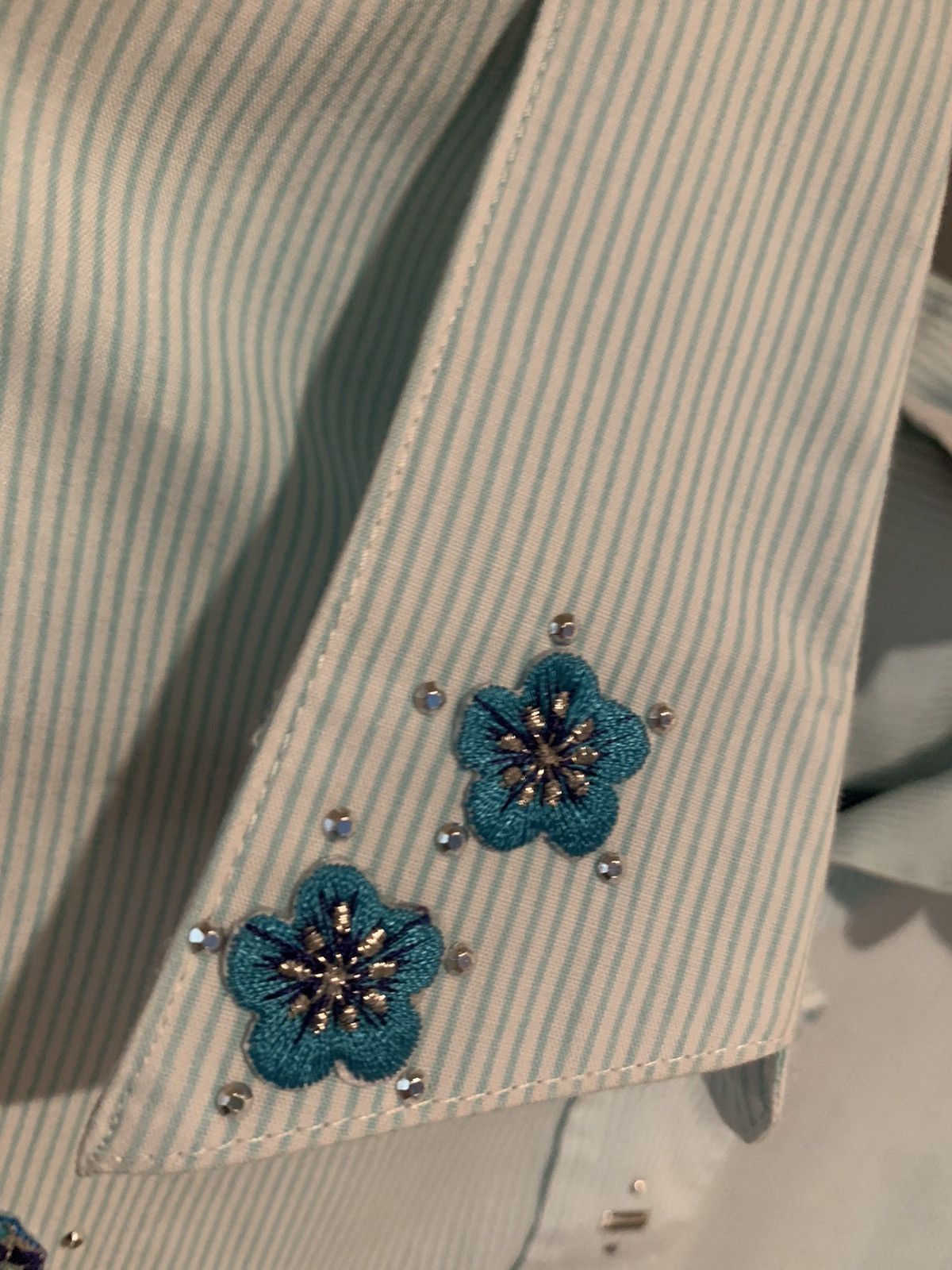 Other Embroidered aqua asian button down Size XL / US 12-14 / IT 48-50 - 6 Thumbnail