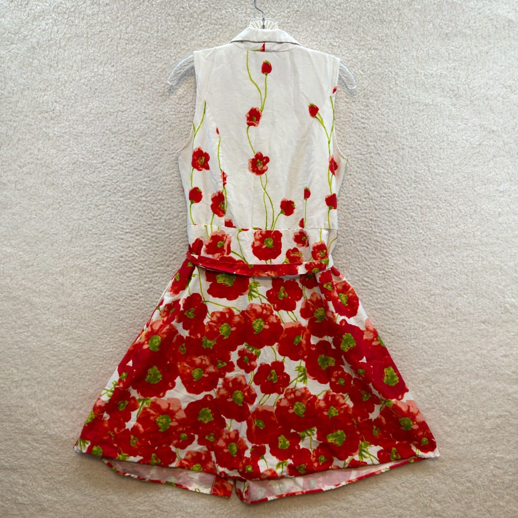 Vintage VINTAGE Lane Bryant Dress 14 White Red Floral Button Shirt Collared Mod Blouson A-Line Womens Size XL / US 12-14 / IT 48-50 - 2 Thumbnail