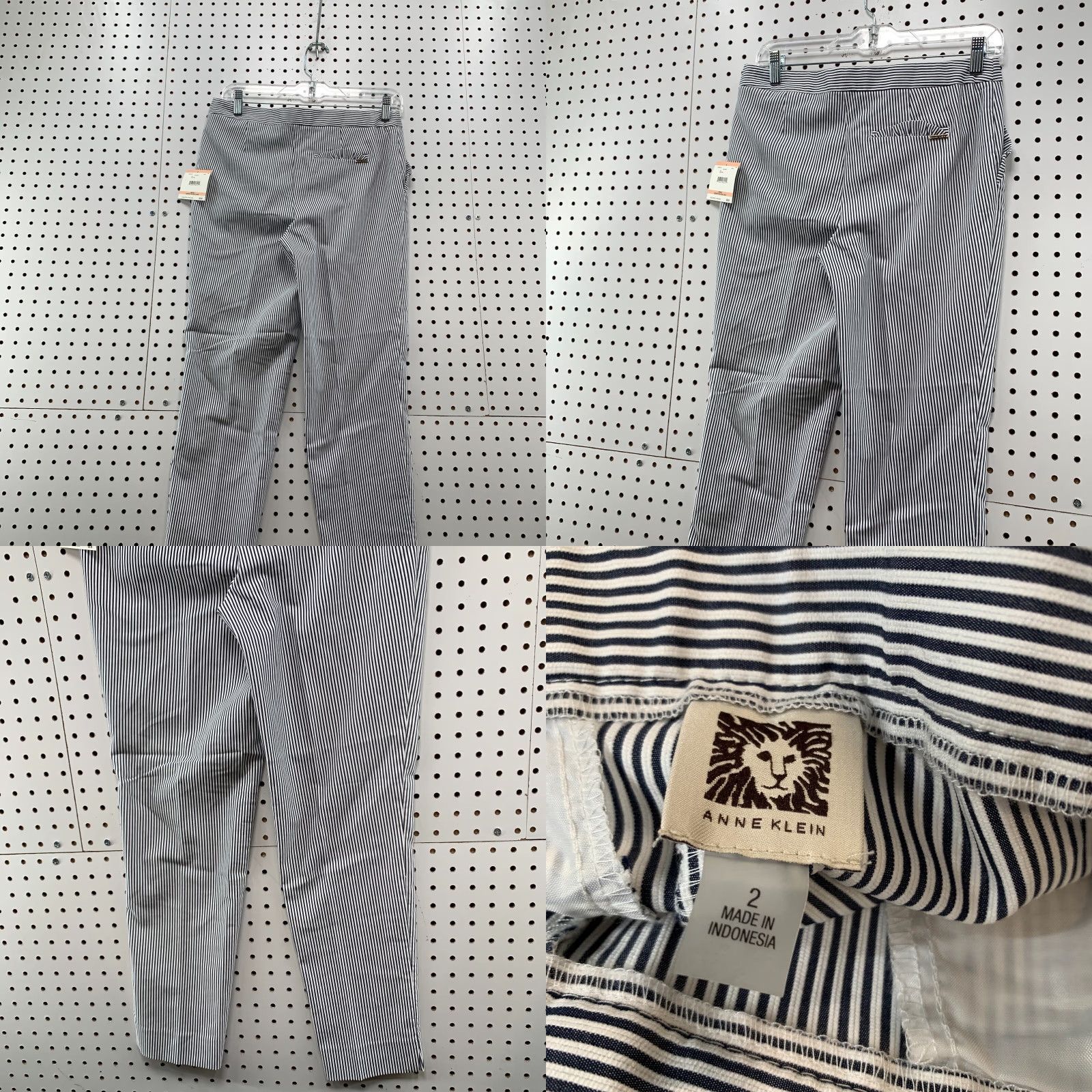 Anne Klein NEW Anne Klein Dress Pants Womens Size 2 Fits 29x27 Blue White Striped NWT Size 26" / US 2 / IT 38 - 8 Thumbnail