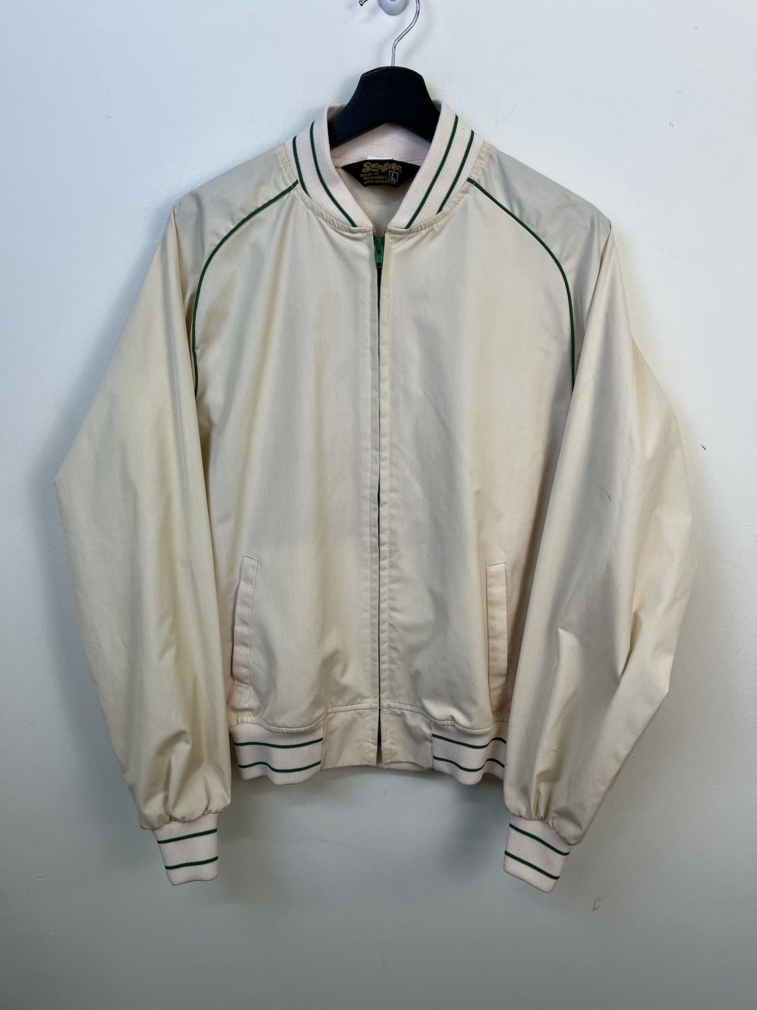 Vintage Vintage Jacket 1990s Swingster Green Piping Tan Light Jacket Size L Size US L / EU 52-54 / 3 - 1 Thumbnail