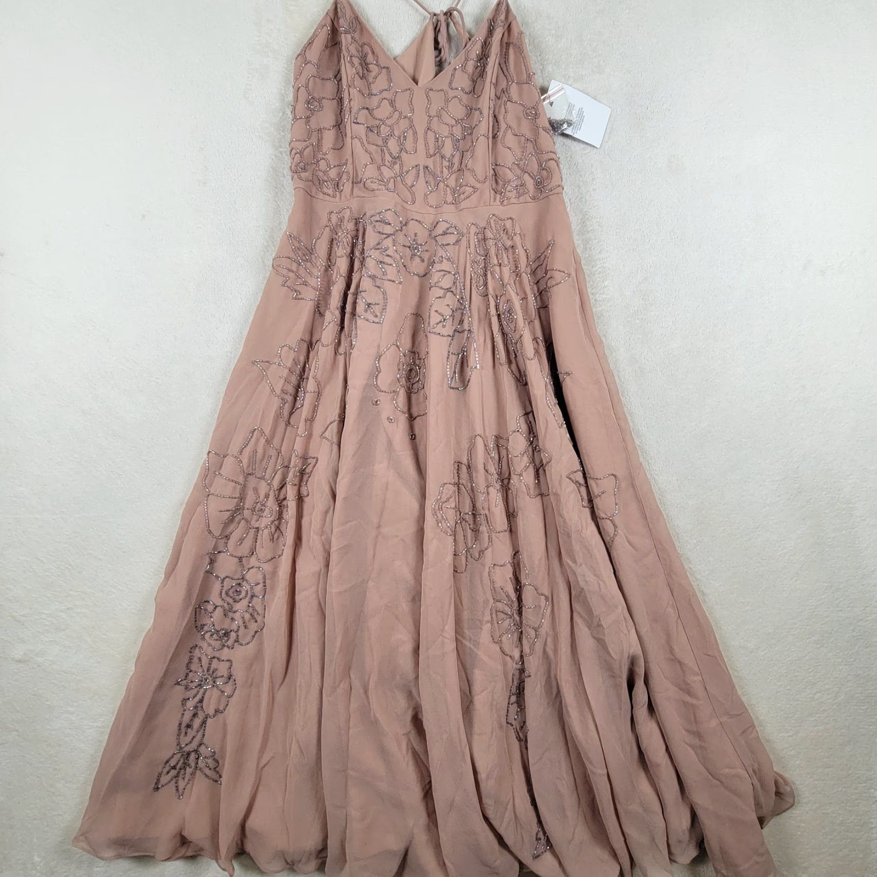 Asos ASOS Womens Fit & Flare Midi Prom Dress Beige Floral Lace Lined Size 10 US New Size L / US 10 / IT 46 - 2 Thumbnail