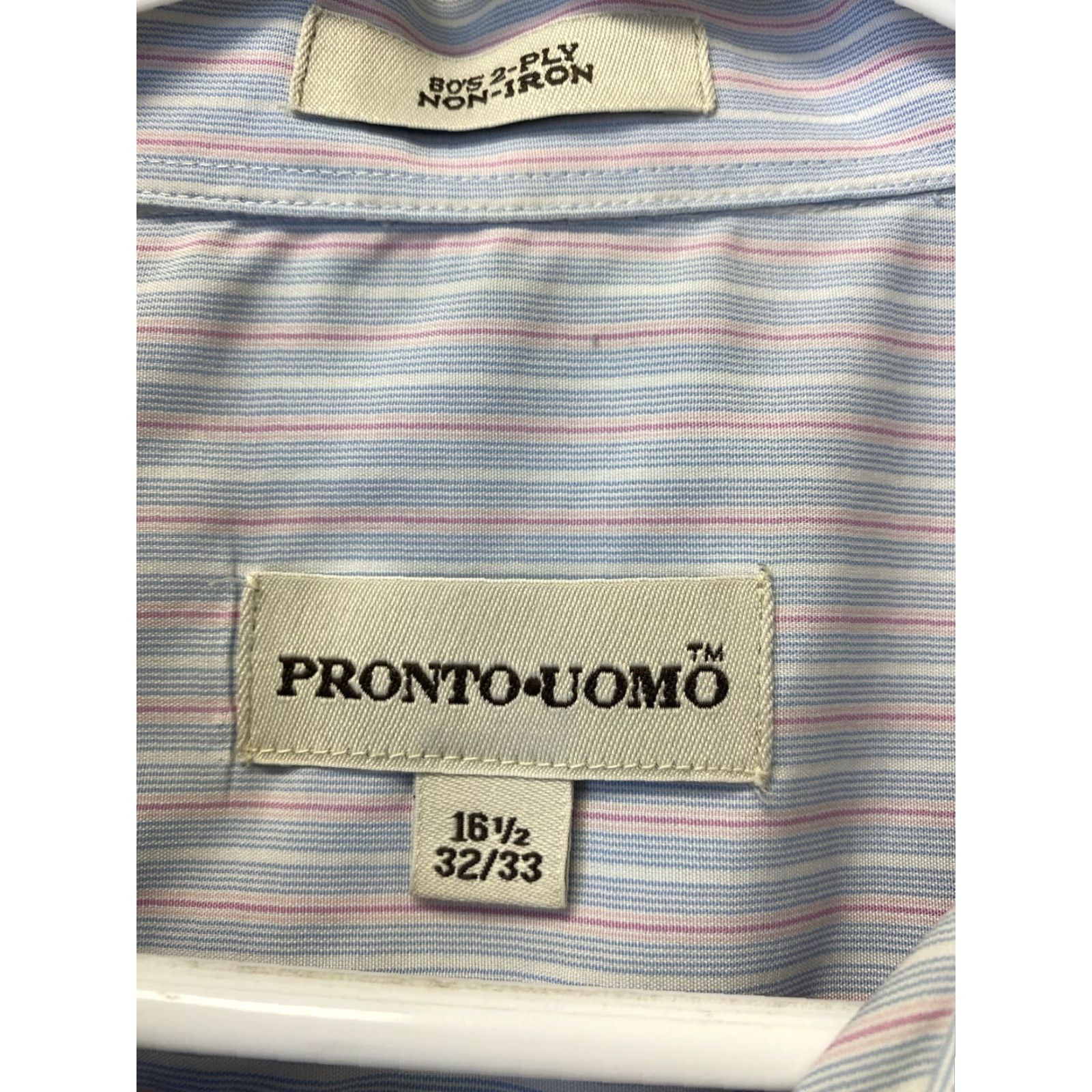 Pronto Uomo Pronto Uomo Non-Iron Long Sleeve Dress Shirt Men Size 16.5 32/33 Striped Cotton Multicolor Business Casual Size 42R - 4 Thumbnail