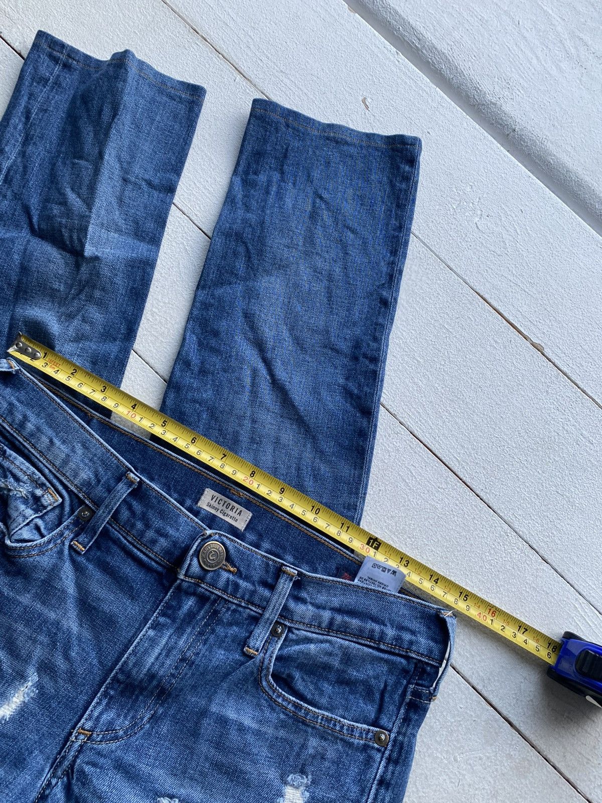 True Religion 00s Y2K True Religion Victoria Skinny Distressed Jeans Italy Size 29" - 16 Thumbnail