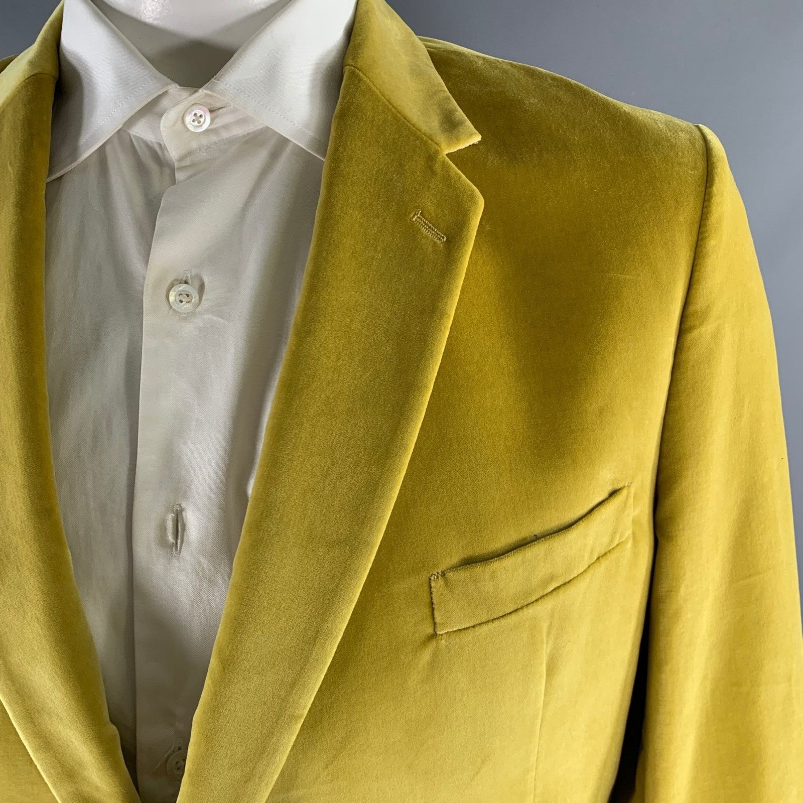 Paul Smith PAUL SMITH 46R Yellow Velvet Cotton Blend Sport Coat Size 46R - 2 Thumbnail