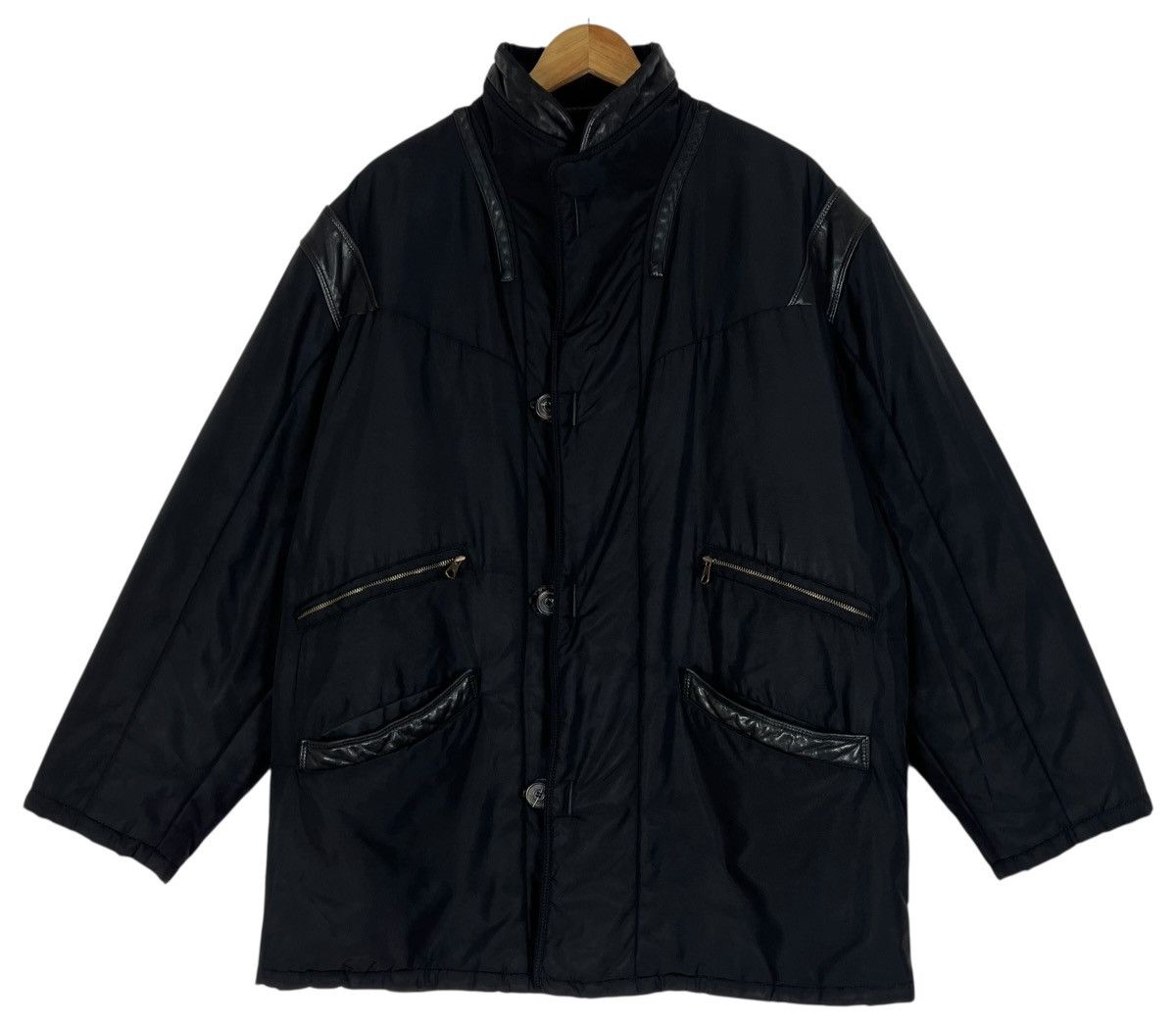 Gimo's Vintage Gimo’s Technical Jacket Black Leather Designer Coat Size US L / EU 52-54 / 3 - 1 Thumbnail